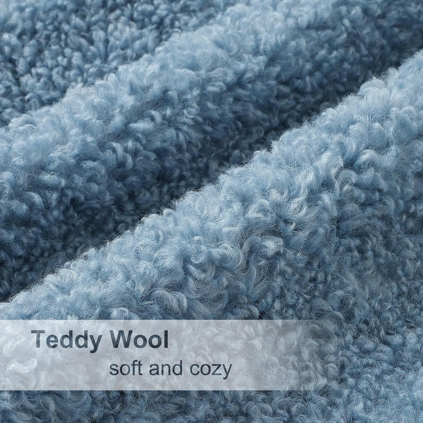 Faux Fur Decorative Sherpa Pillow Covers Fuzzy Accent Soft / Light Blue / 18 x 18 / Set of 2
