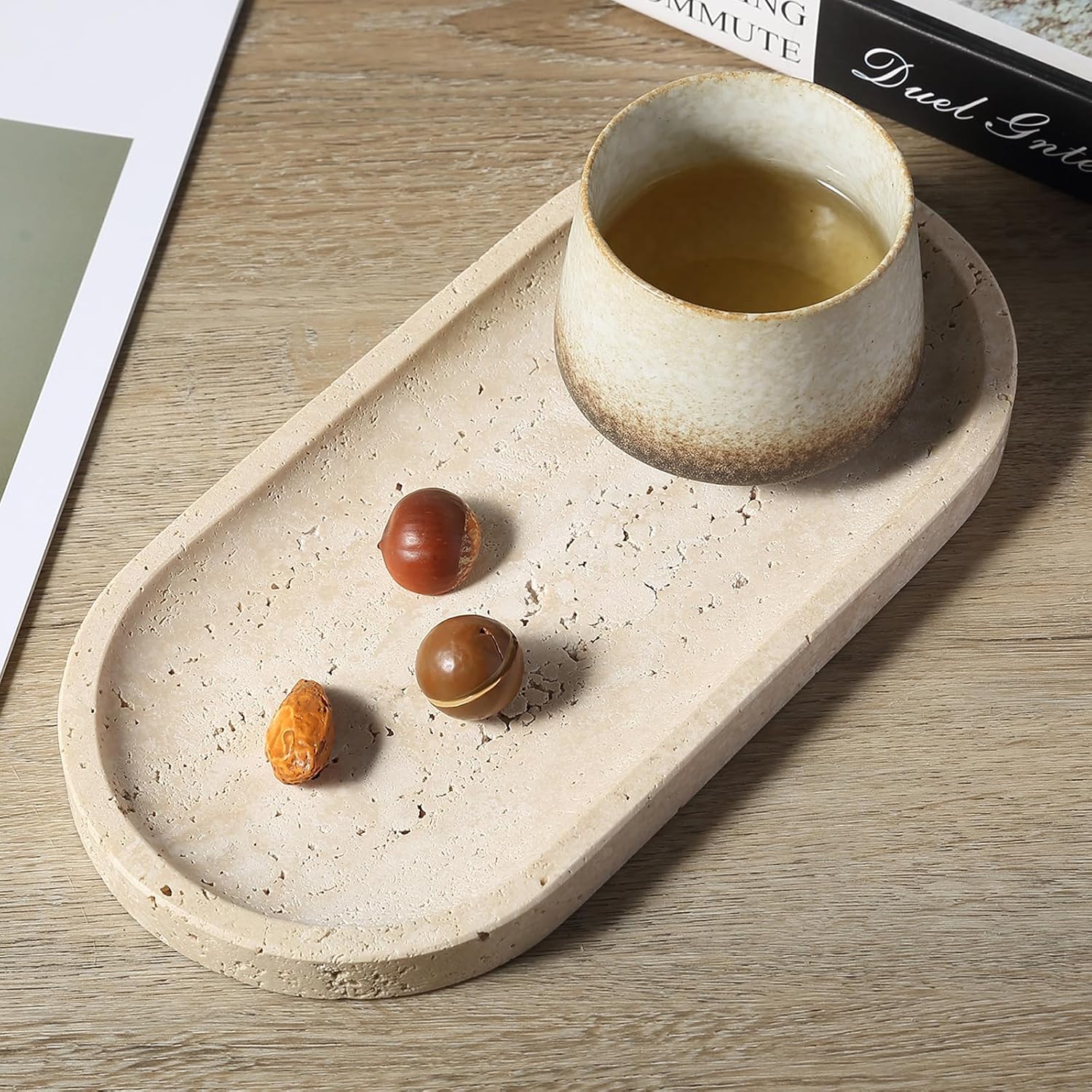 Marble Tray / Marble Storage Trays for Perfume / Travertine / 10 x 5 x 0.7 / Natural