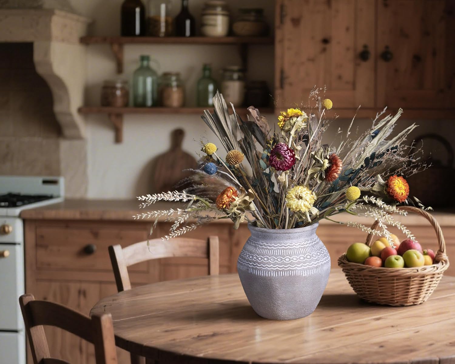 Ceramic Rustic Farmhouse Vase / Gray