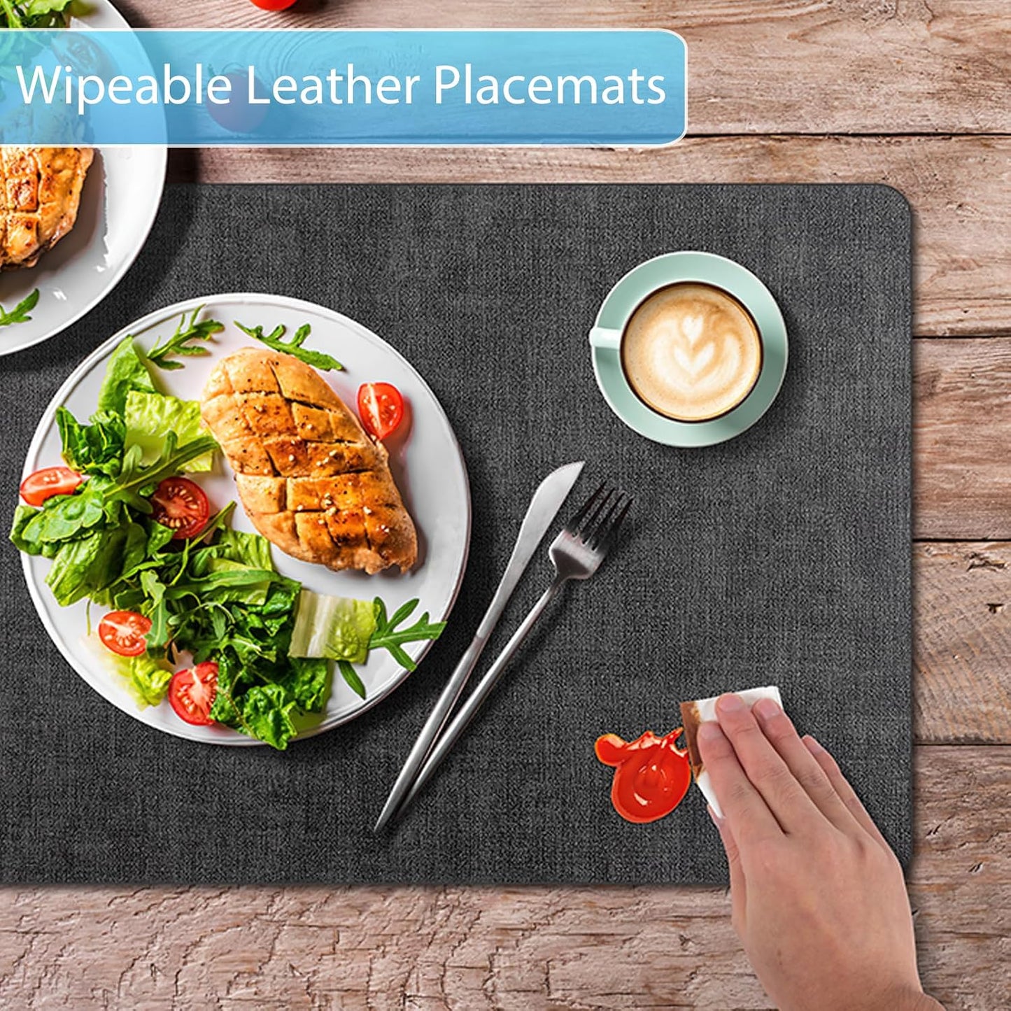 Placemats Set of 8 Washable, Heat Resistant Table Placemats Wipeable Faux Leather Place Mats Non Slip, Waterproof