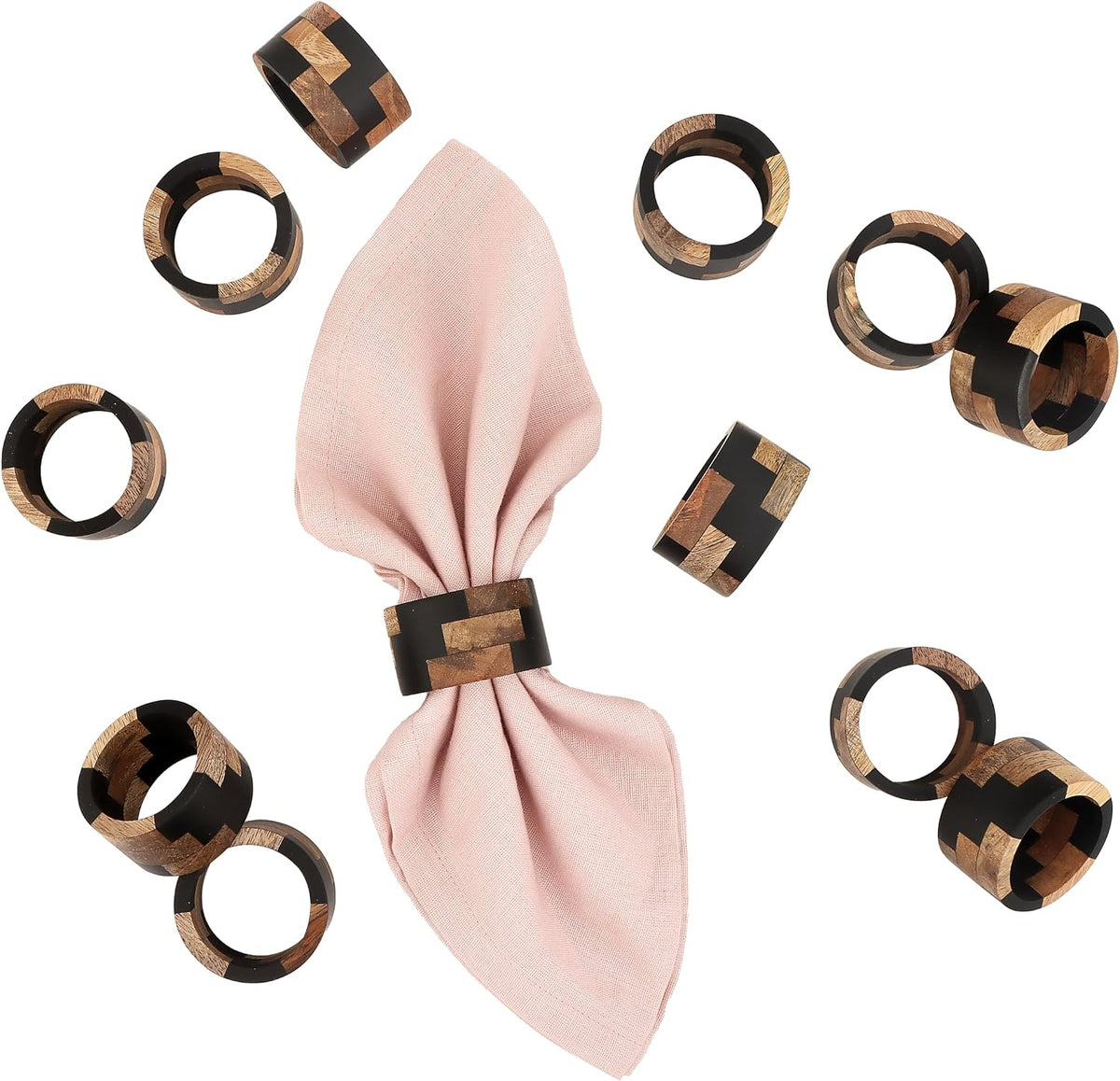 Wooden Napkin Rings - Set of 12 Wood Napkin Holders for Modern Tabletop Decor, Perfect for Weddings, Parties, Special