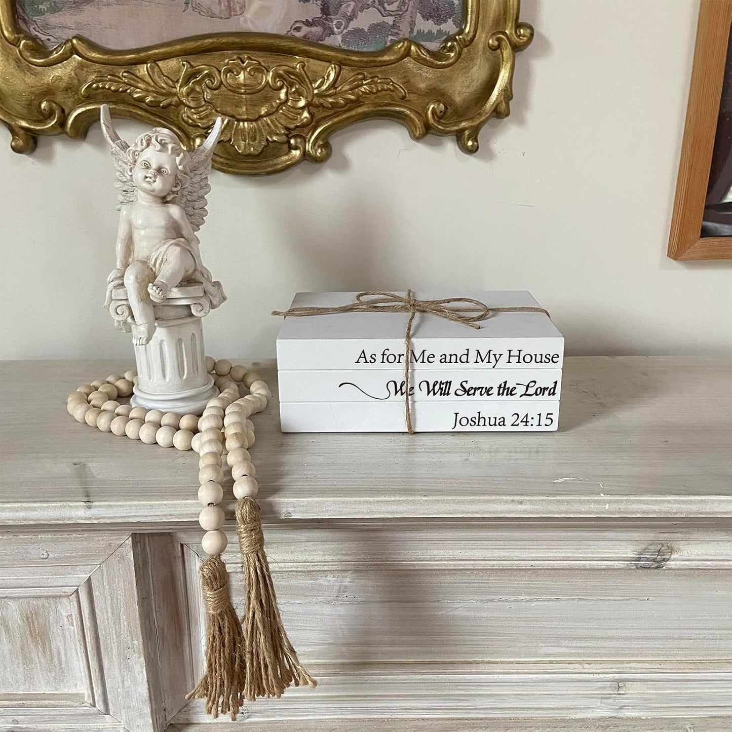 Faux Books for Decoration / As for Me and My House We Will Serve The Lord / White