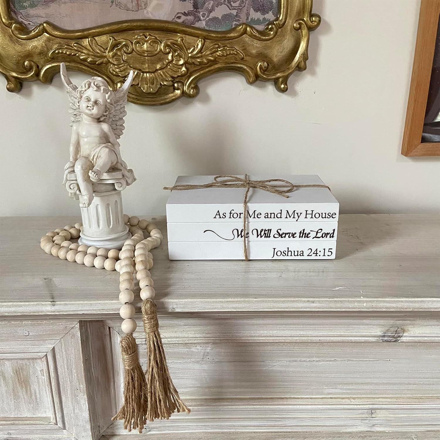 Faux Books for Decoration / As for Me and My House We Will Serve The Lord / White