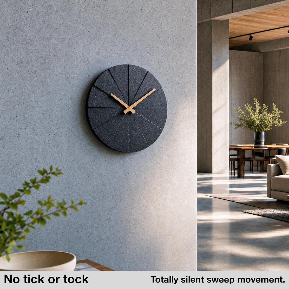 Driini Staircase Modern Wall Clock - Unique Frameless Concrete Design - Contemporary, Minimalist Decor; No Numbers