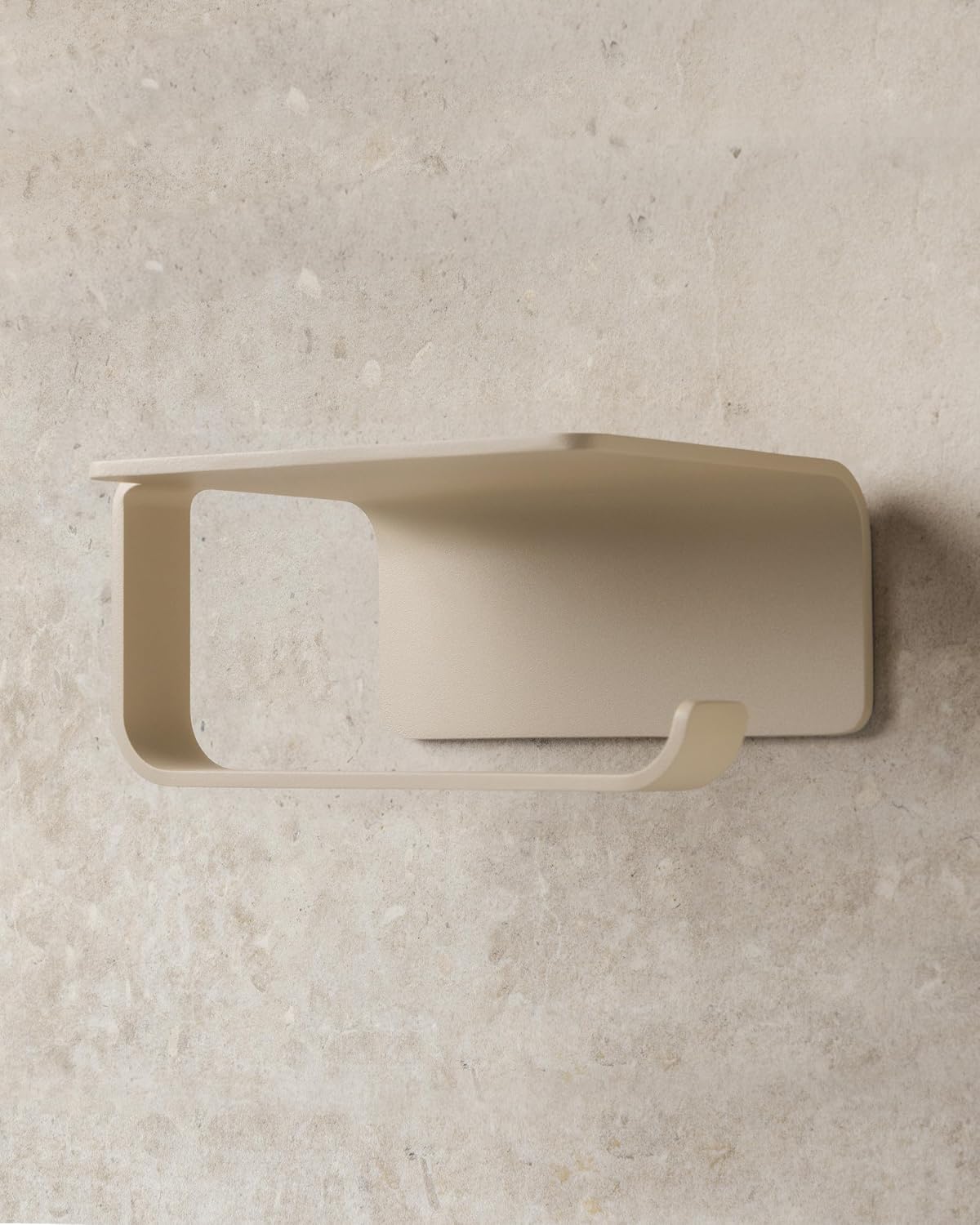 KAZAI. Toilet Paper Holder Wall Mount No Drill | Adhesive Toilet Paper Holder with Shelf | Bathroom Tissue Holder