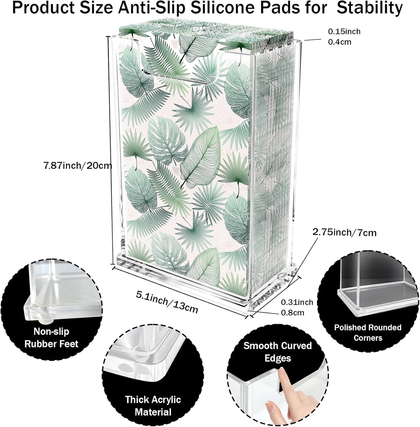 Acrylic Napkin Holder Guest Towel Dispenser 4mm Thick / Vertical / Clear