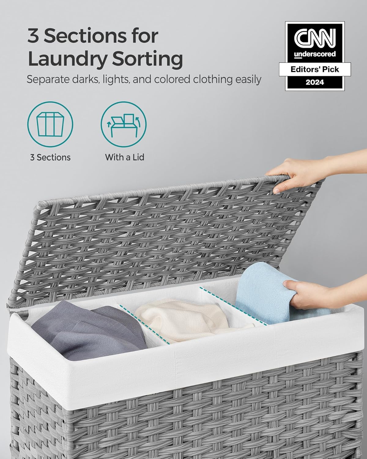 Rolling Laundry Basket / 140 L / Gray