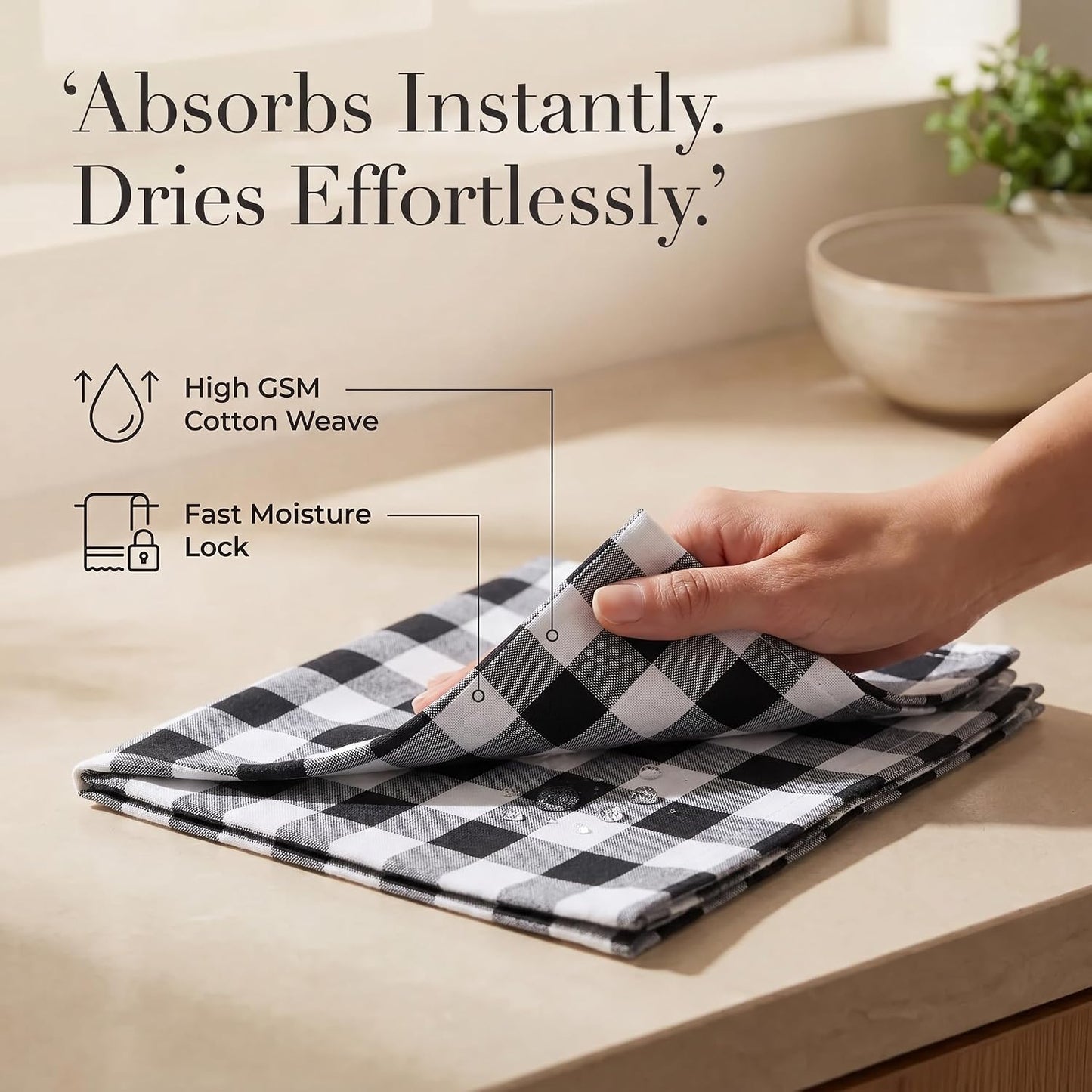 Urban Villa Cloth Napkins Cotton 20x20 (Set of 12) Black Cheks