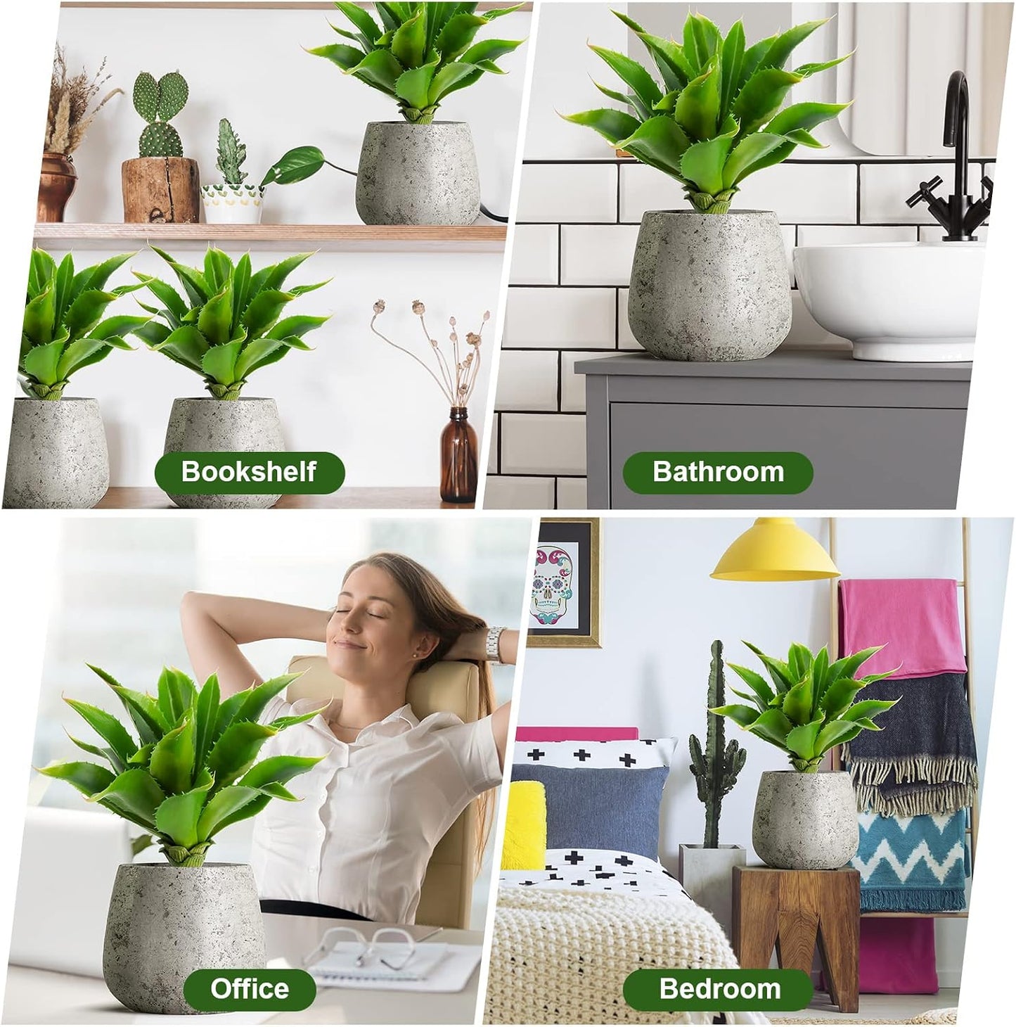 Artificial Succulents Plants Large Fake Faux Unpotted Artificial Succulents / Green / Set of 4