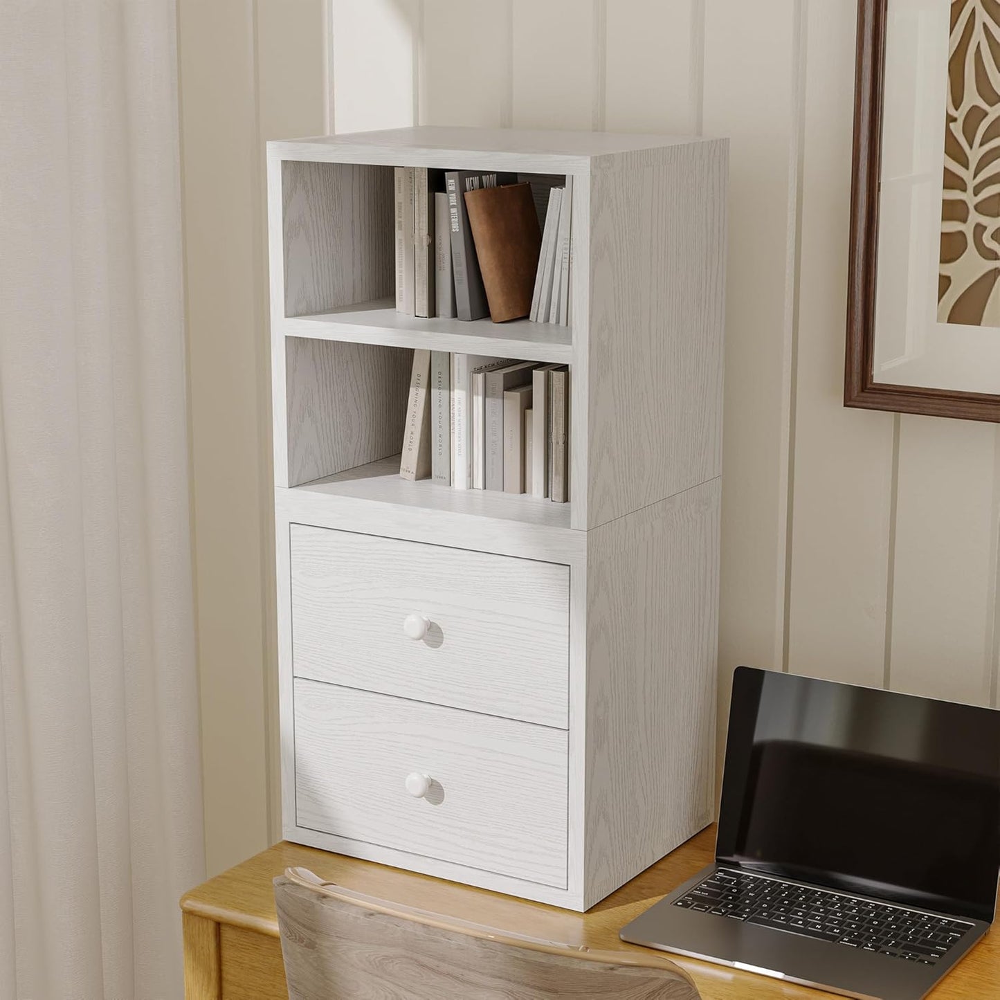Magic DIY Cube Storage Organizer Stackable Cubes / Pure White-washed / 1 Layer Cube