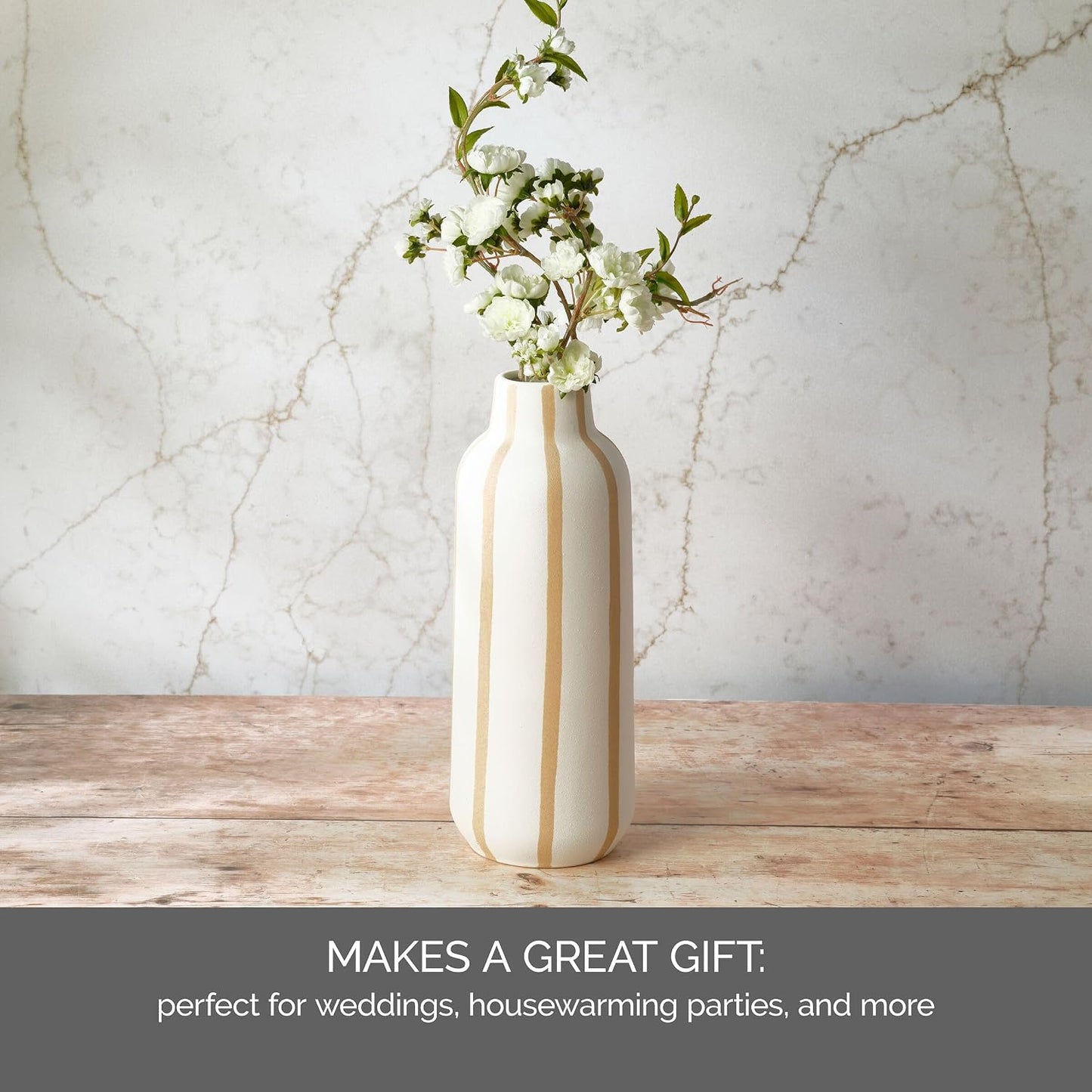 Tall Ceramic Vase / Multicolored / 13 Inch