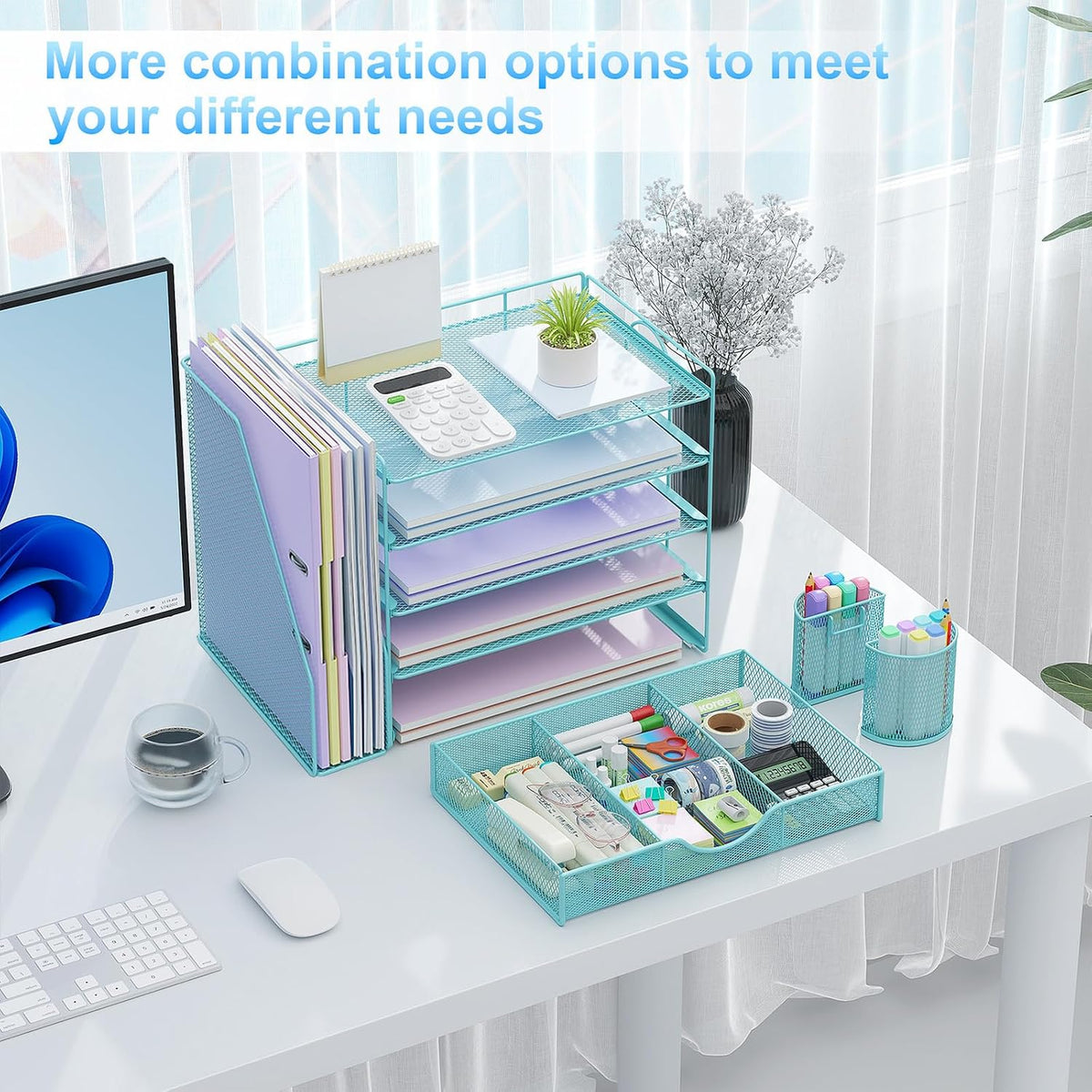 gianotter 5-Tier Desk Organizer with Drawers and File Holders | Letter Trays and Pen Holders - Workspace Accessories