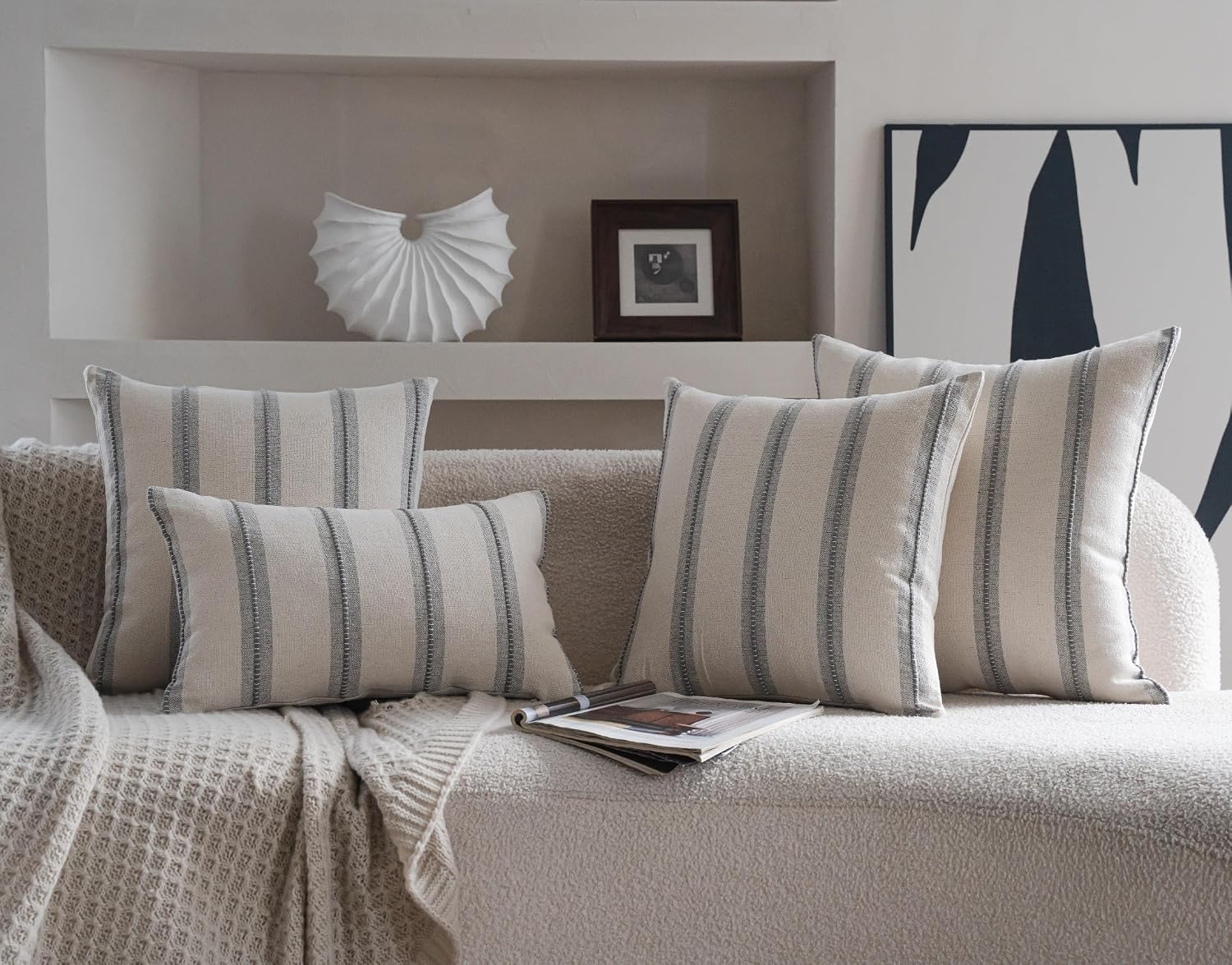 Boho Throw Pillow Covers / Grey / 18 x 18 / Set of 2