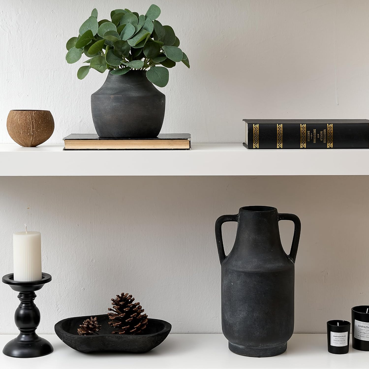 Pottery Farmhouse Rustic Vase / 106-black Bronze / 5.39 Inch