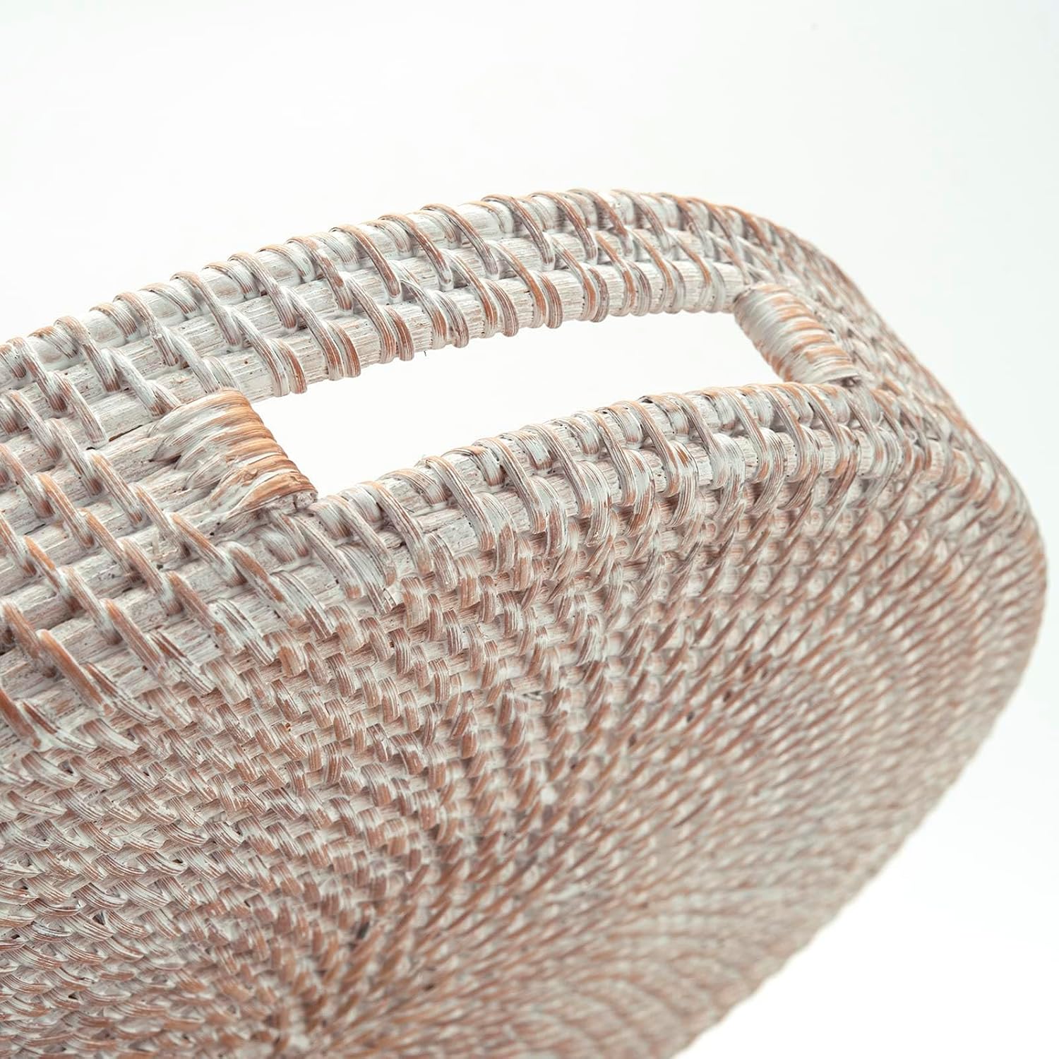 Round Rattan Tray / Whitewash / 11.8