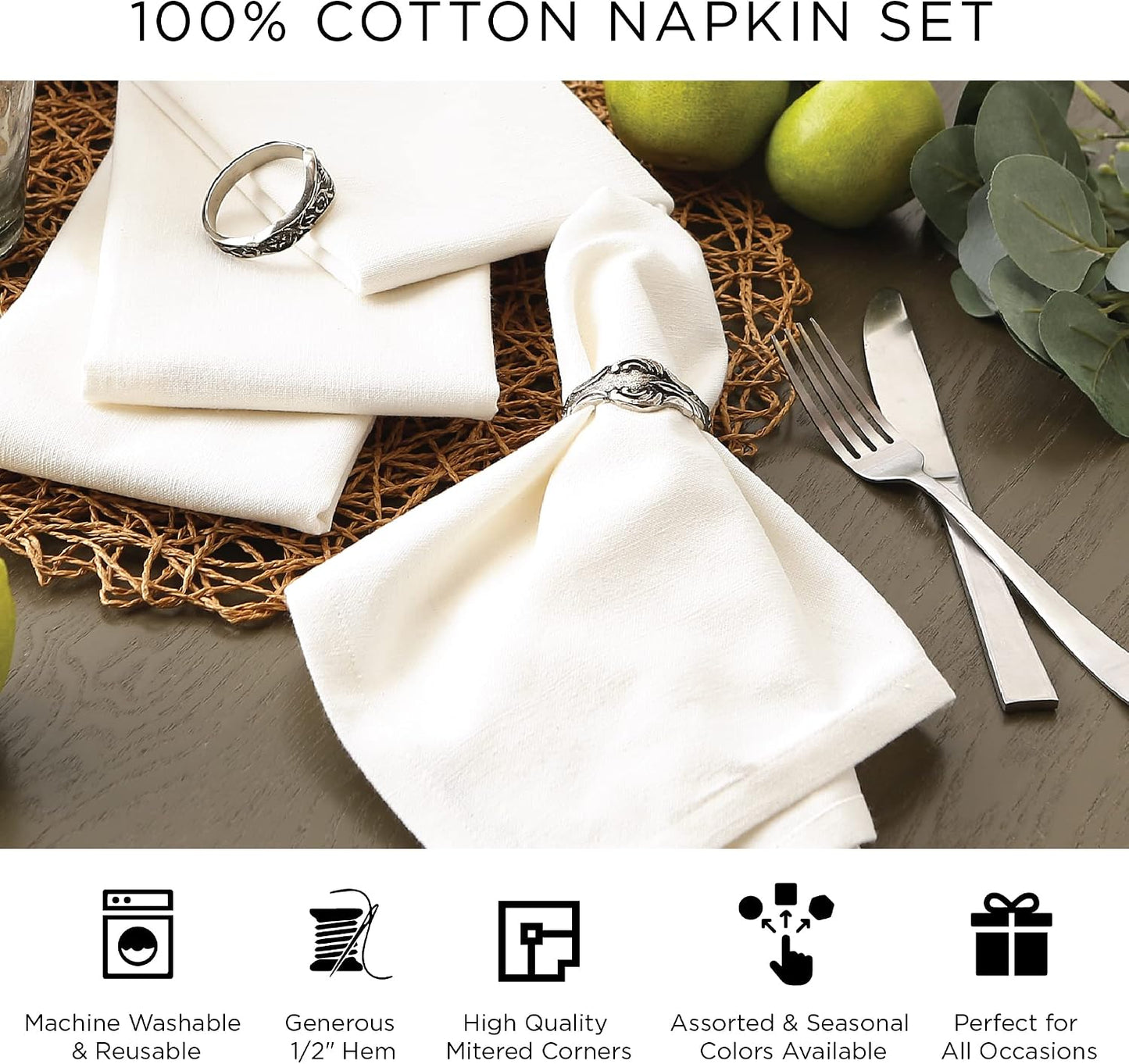 DII Variegated Tabletop Collection, Napkin Set, 20x20, Eggplant, 6 Piece