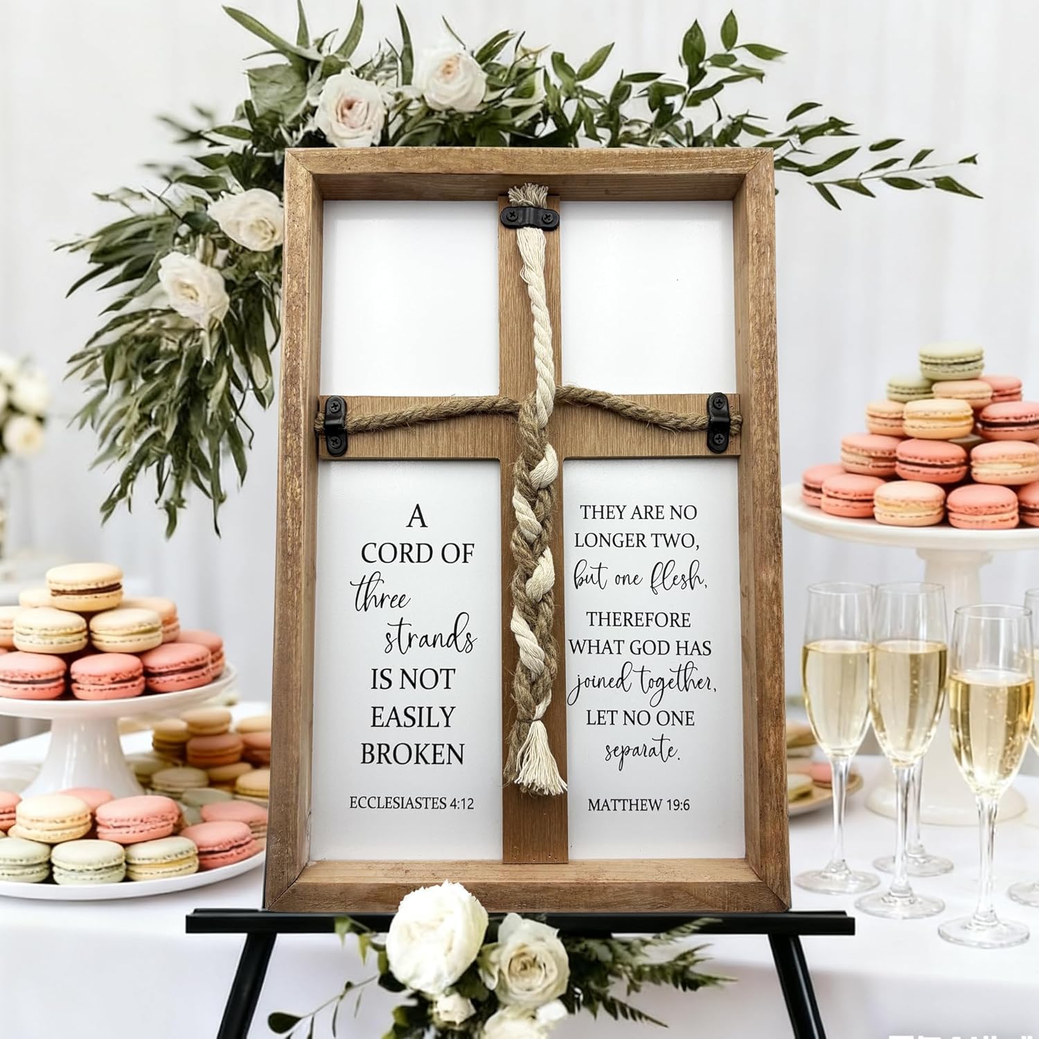 A Cord of Three Strands Wedding Sign Tie God's Knot Three Strands Braid Wall Decor / Routine-brown