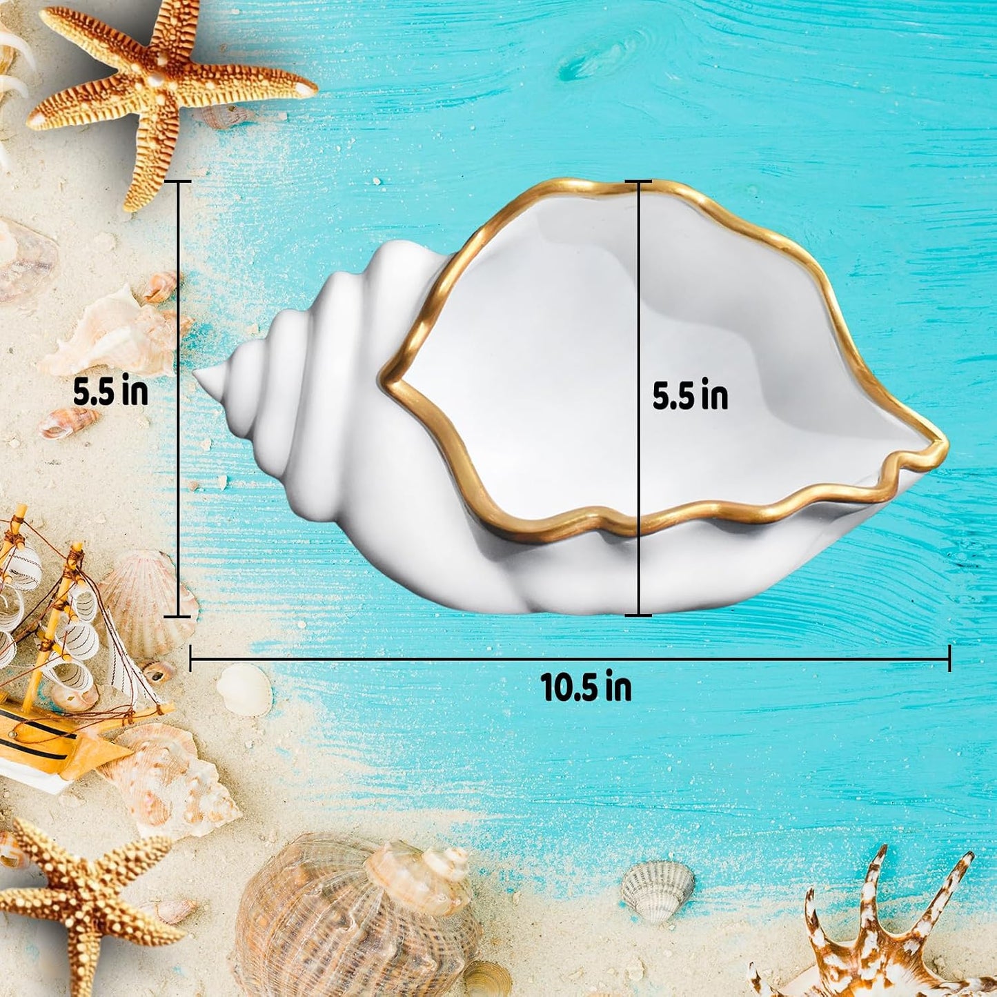 Decorative Bowl Entryway Table Decor Resin Clam Shells Bowls Seashell Beach Console / Shell Bowl