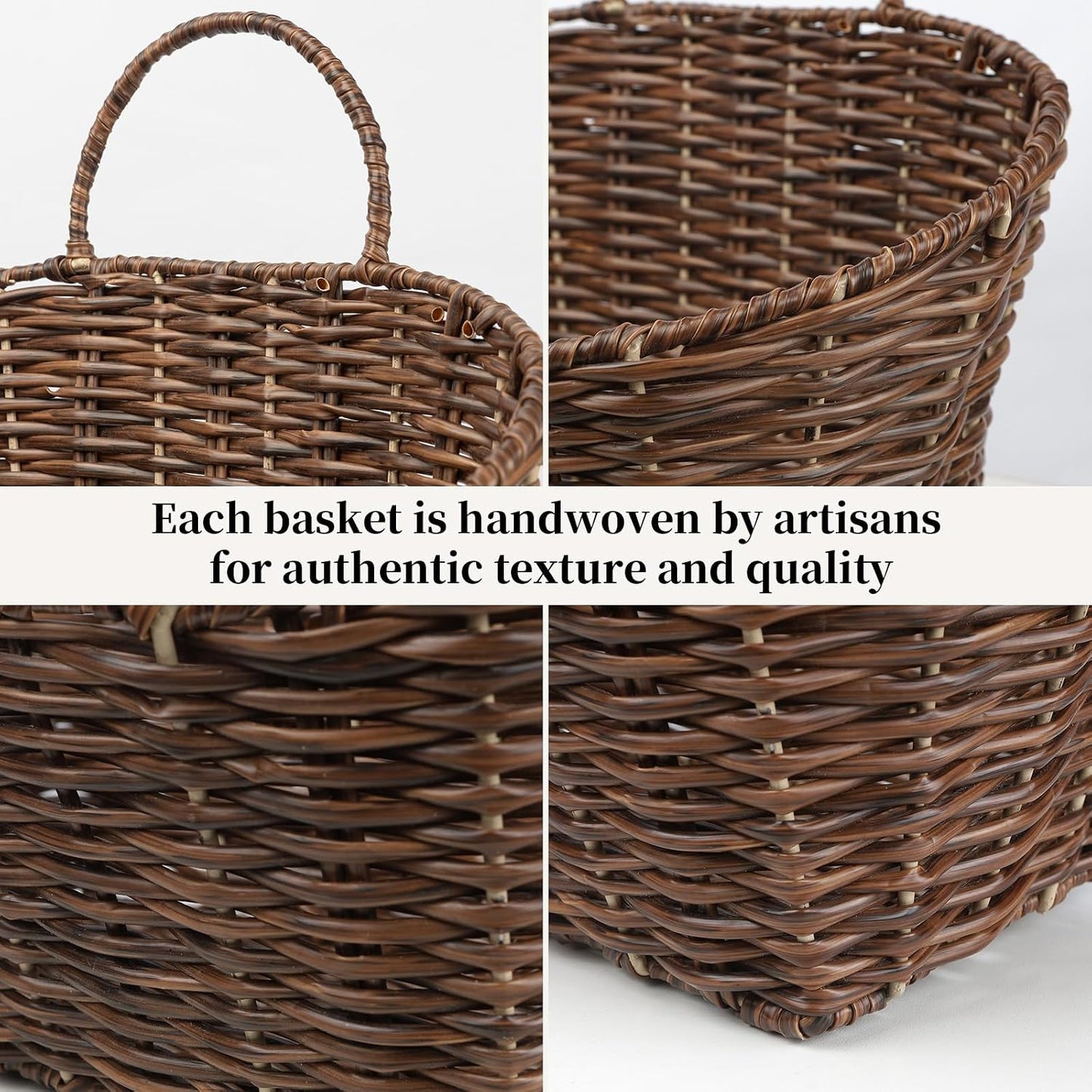 Rustic Farmhouse Wall Decor Organizer / Plastic Rattan Tube - Dark Brown / Small