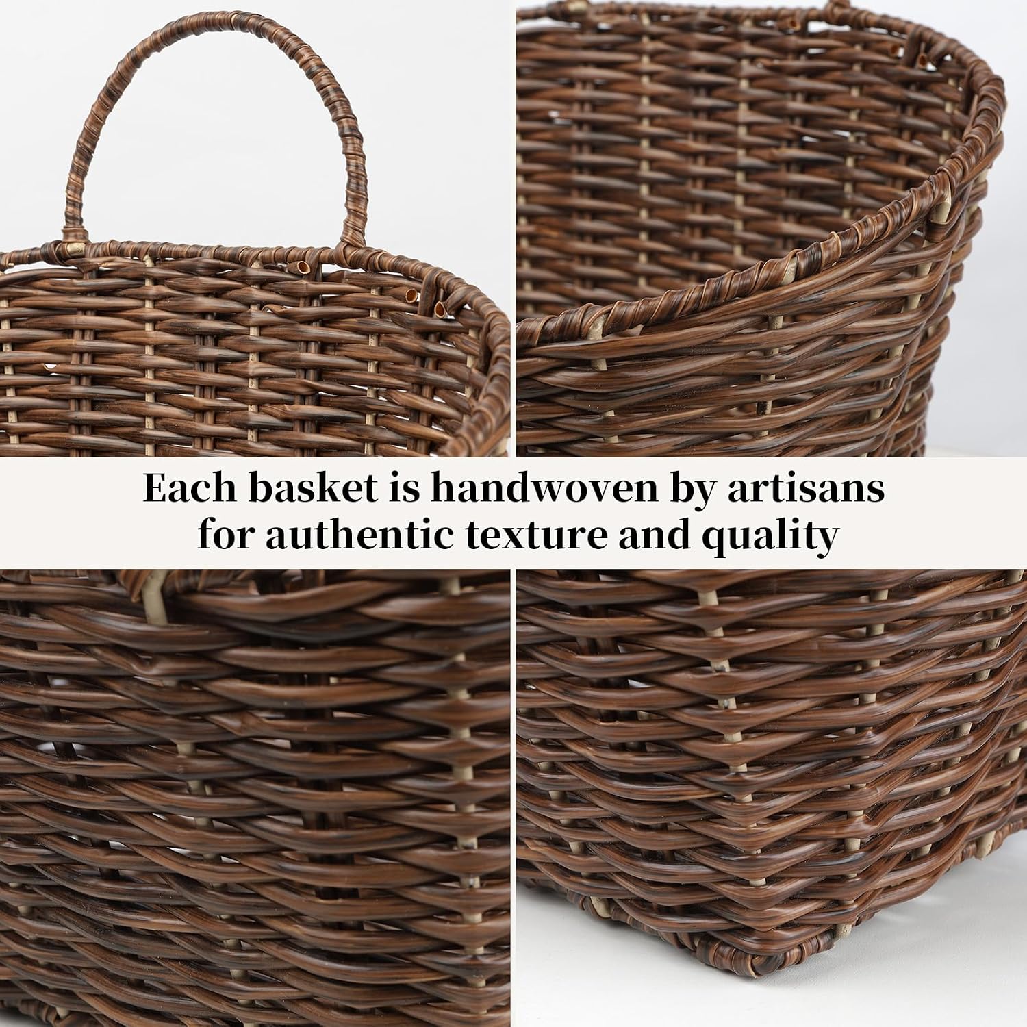 Rustic Farmhouse Wall Decor Organizer / Plastic Rattan Tube - Dark Brown / Small