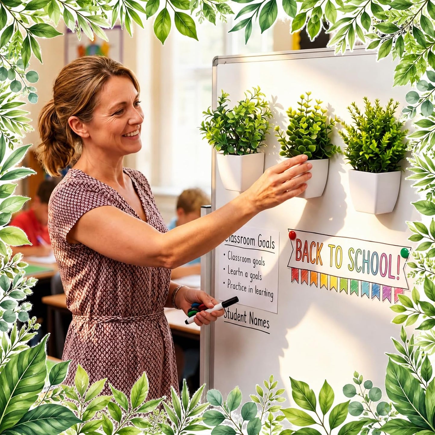 Magnetic Plants Classroom Decor Artificial Potted Potted Mini Fake Plants / Greenery / Set of 3