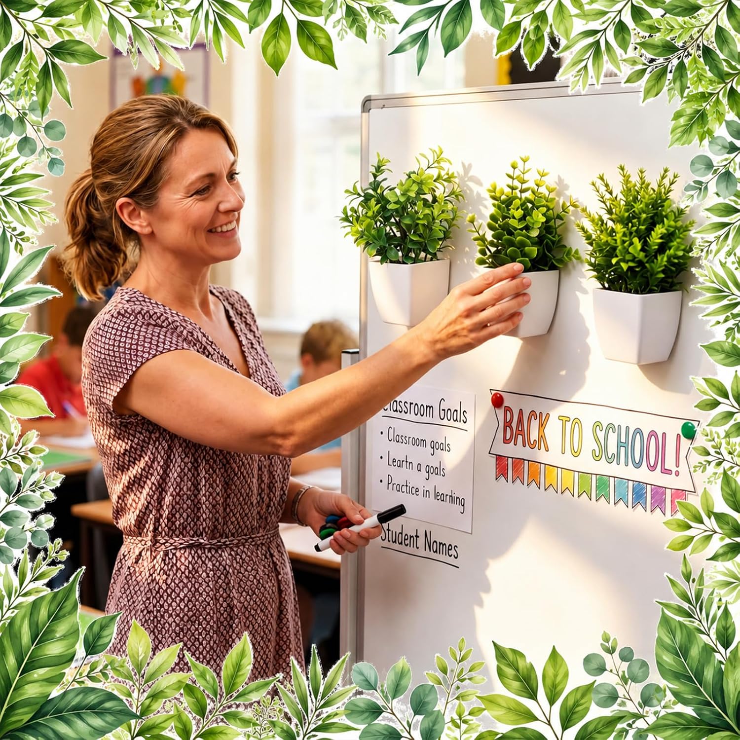 Magnetic Plants Classroom Decor Artificial Potted Potted Mini Fake Plants / Greenery / Set of 3