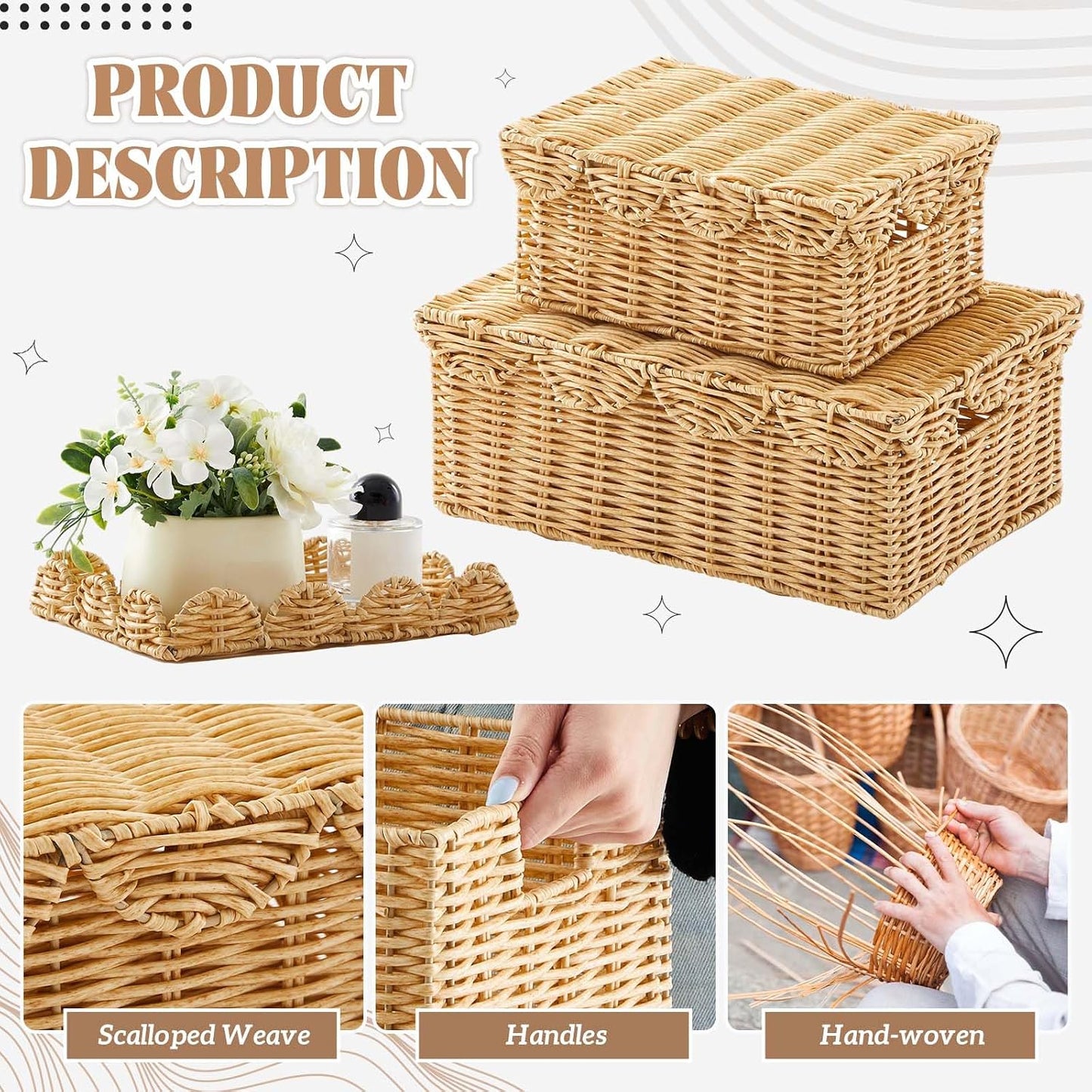 Scalloped Wicker Basket / Set of 2