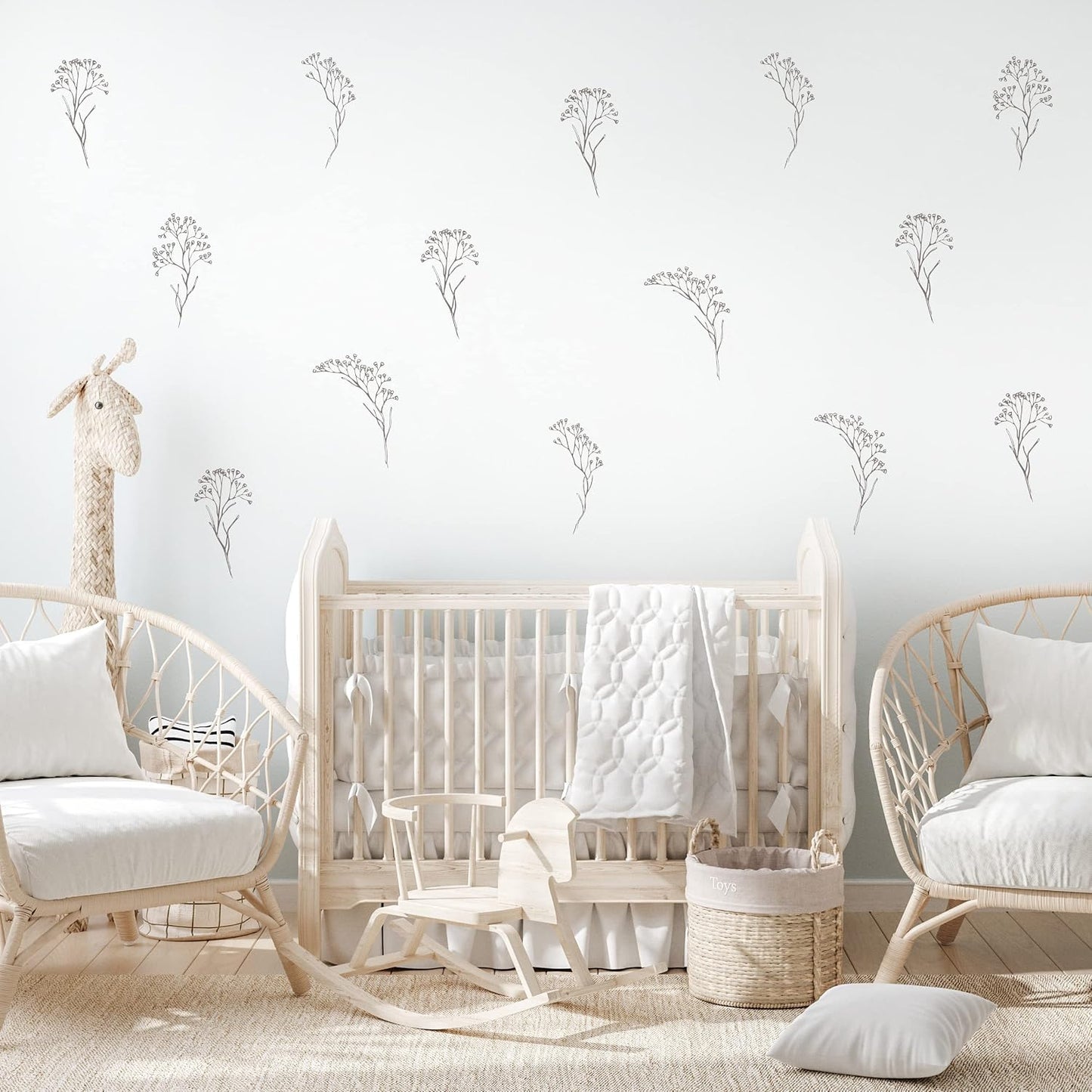 Floral Wall Decals / Floral Stems / Brown / Set of 12