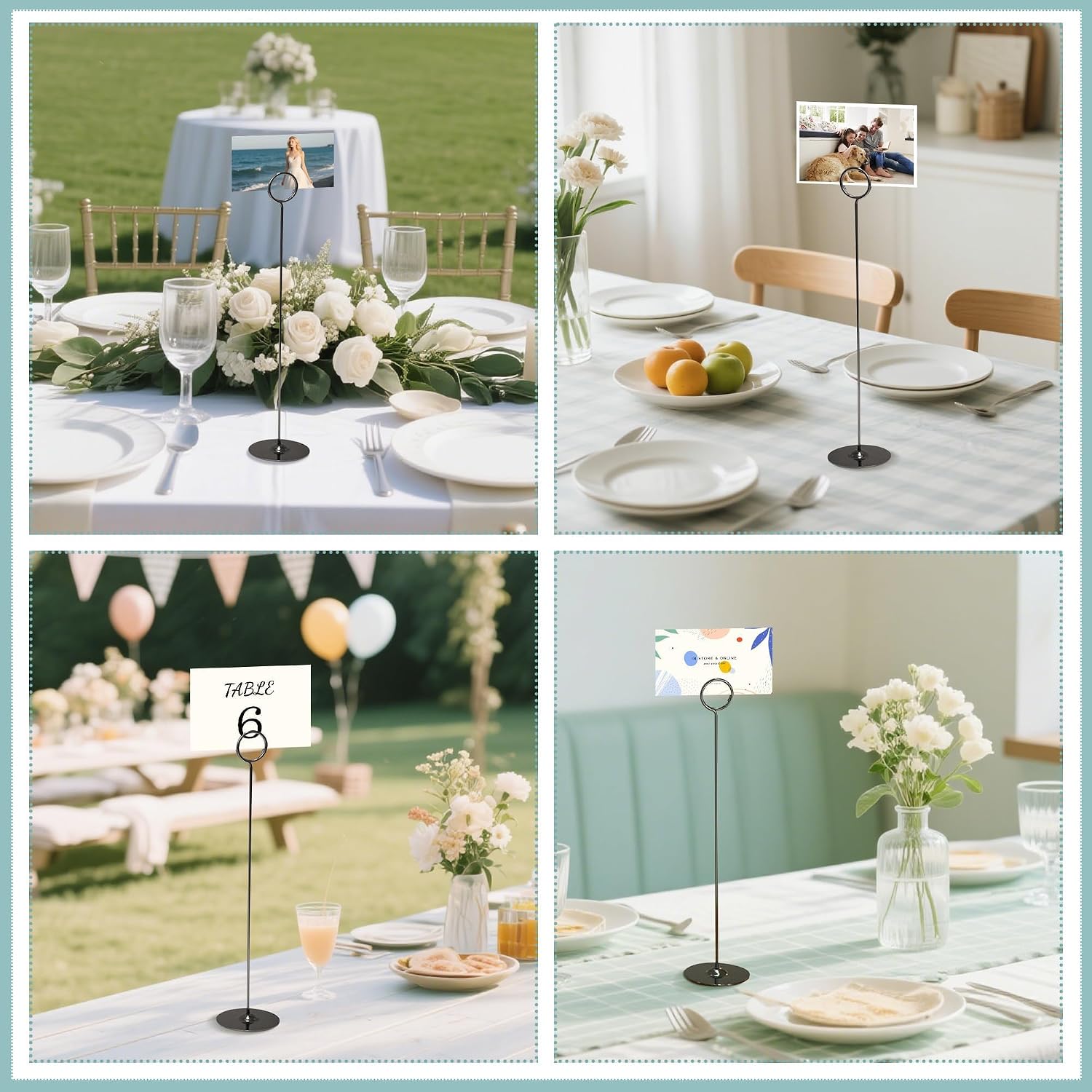 ERYTLLY 16PK Place Card Holders 12 Inch Table Number Holders Table Card Holders Steel Card Holders for