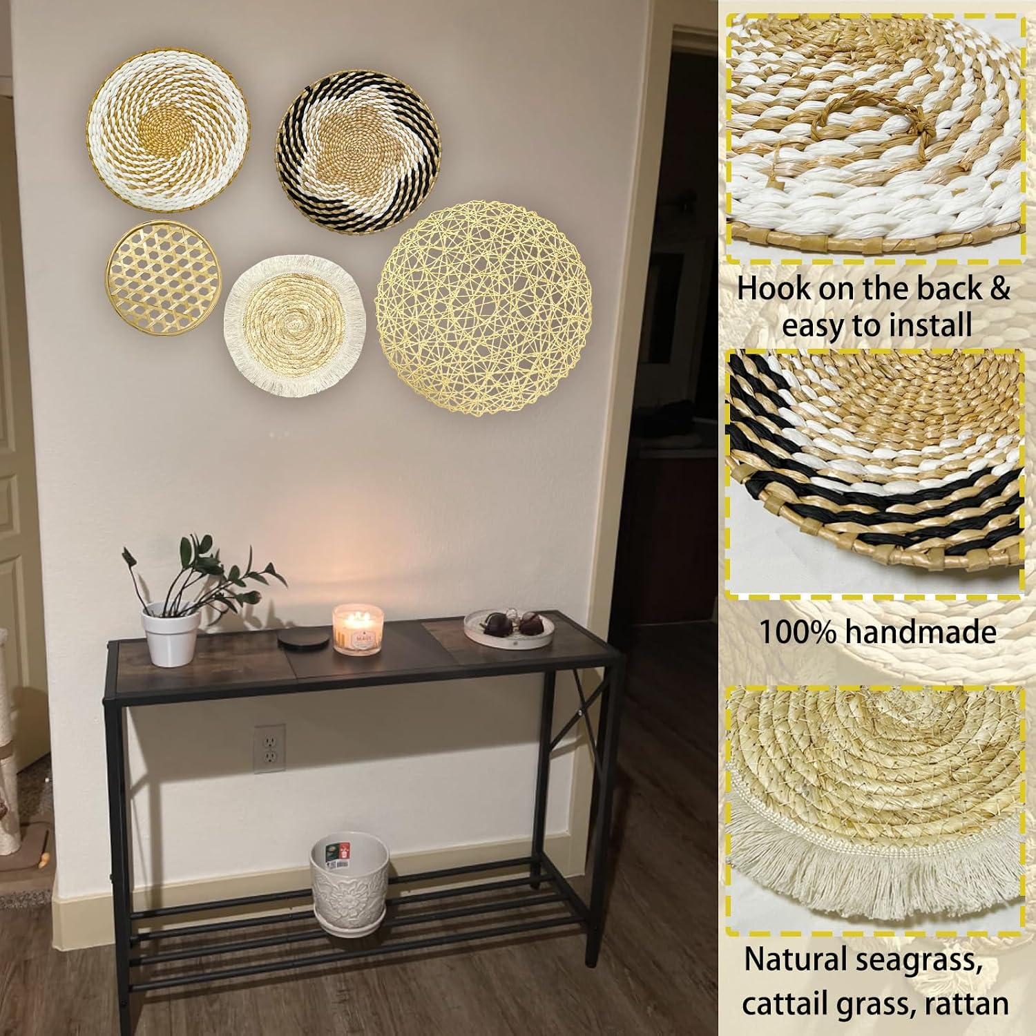 Boho Wall Basket Decor / Set of 5