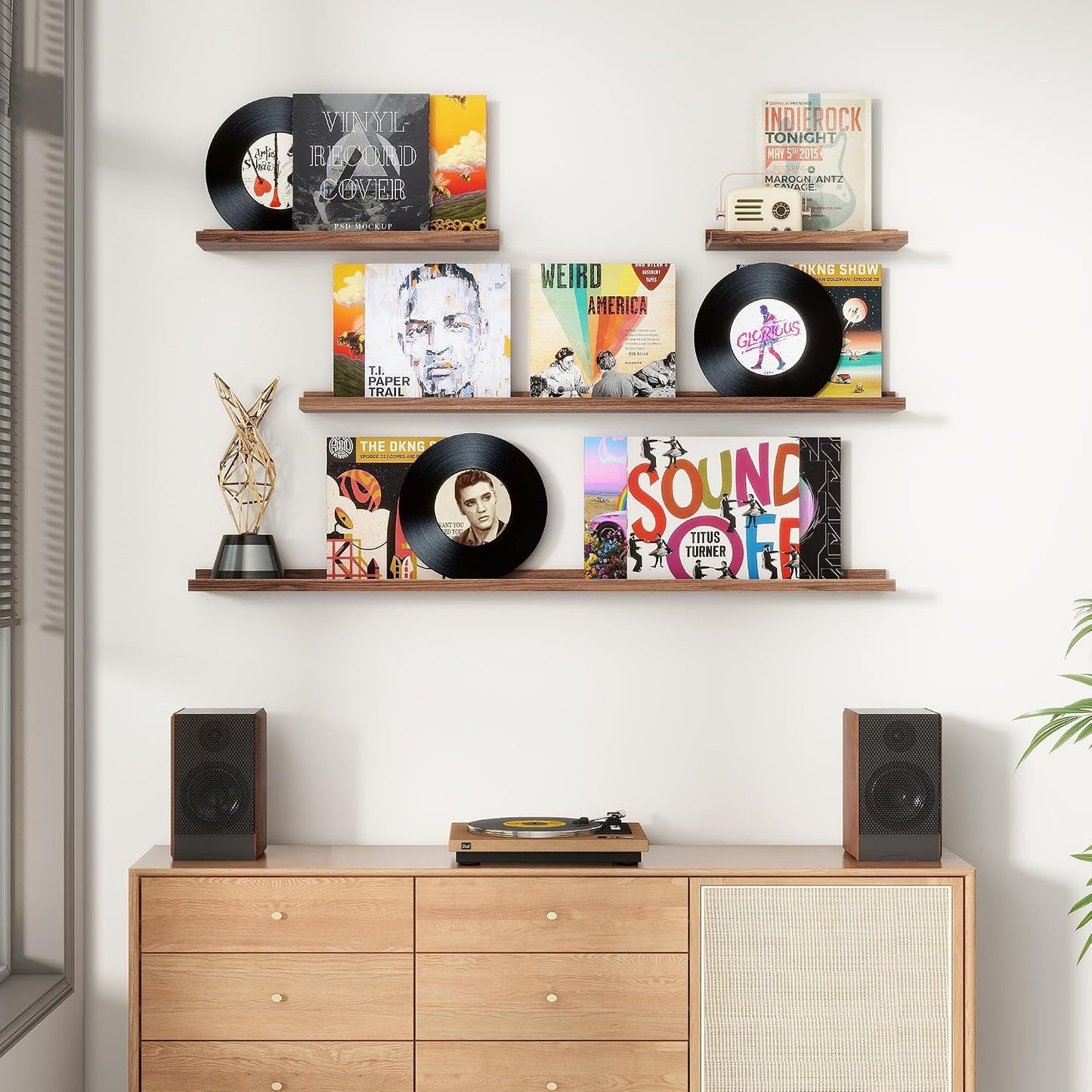Floating Picture Ledge Shelves Set of 8, 16 Inch Shelves with Lip - Large Nursery Book Shelf for Toys Storage, Kids