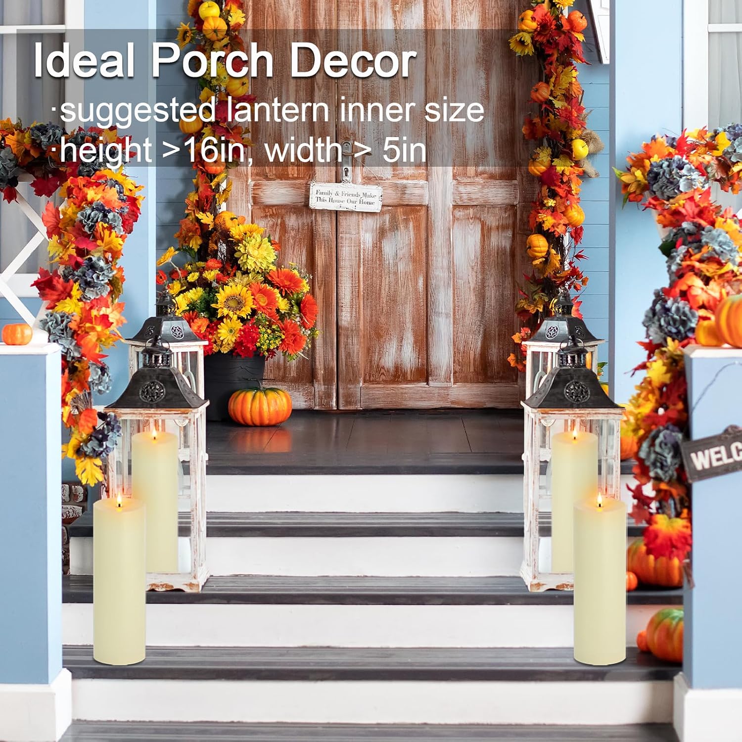 14" x 4" Large Outdoor Candles with Timer Waterproof, Remote Control Flickering Flameless Candles Battery Operated
