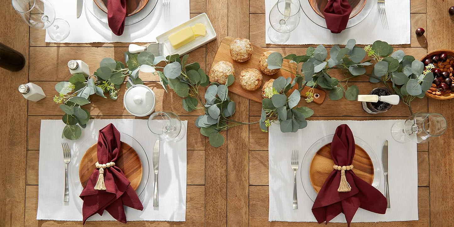 DII Basic Everyday Ribbed Tabletop 100% Cotton, Placemat Set, 13x19, White, 6 Piece