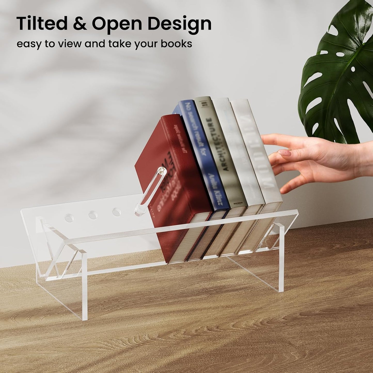 Sumerflos Acrylic Desktop Bookcase, Book Storage Organizer Bookshelves, Clear Mordern Tabletop Storage Rack for Office