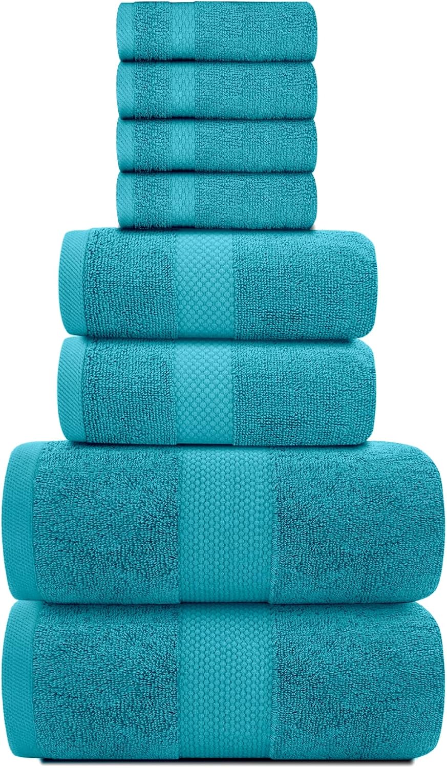 White Classic Luxury Bath Towel Set of 8 Pieces - 100% Turkish Cotton Highly Absorbent Towels for Bathroom, 2 Luxury