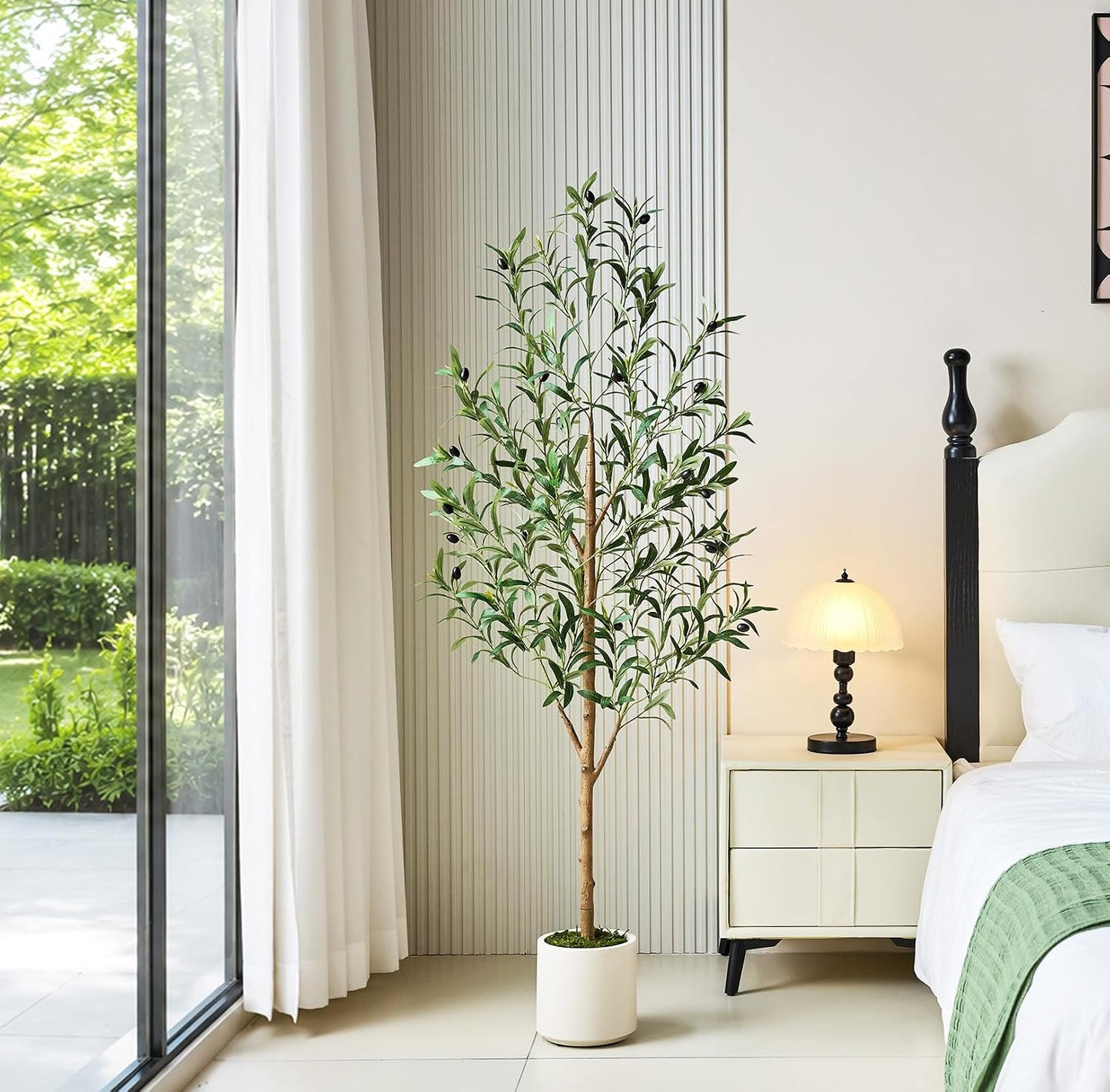 Lifelike Faux Plants Indoor / 5ft-7"planter / White / 5 Inch