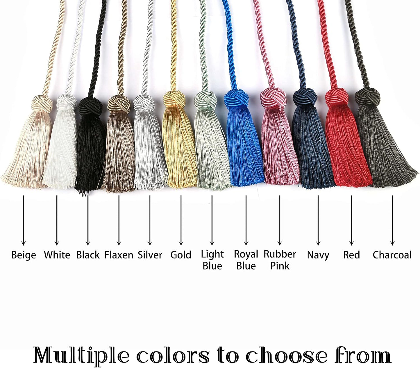 BEL AVENIR 6 Pack Handmade Rope Tassel Curtain Tiebacks | Decorative Curtain Holdbacks with Tassel (White, 6 Pack)