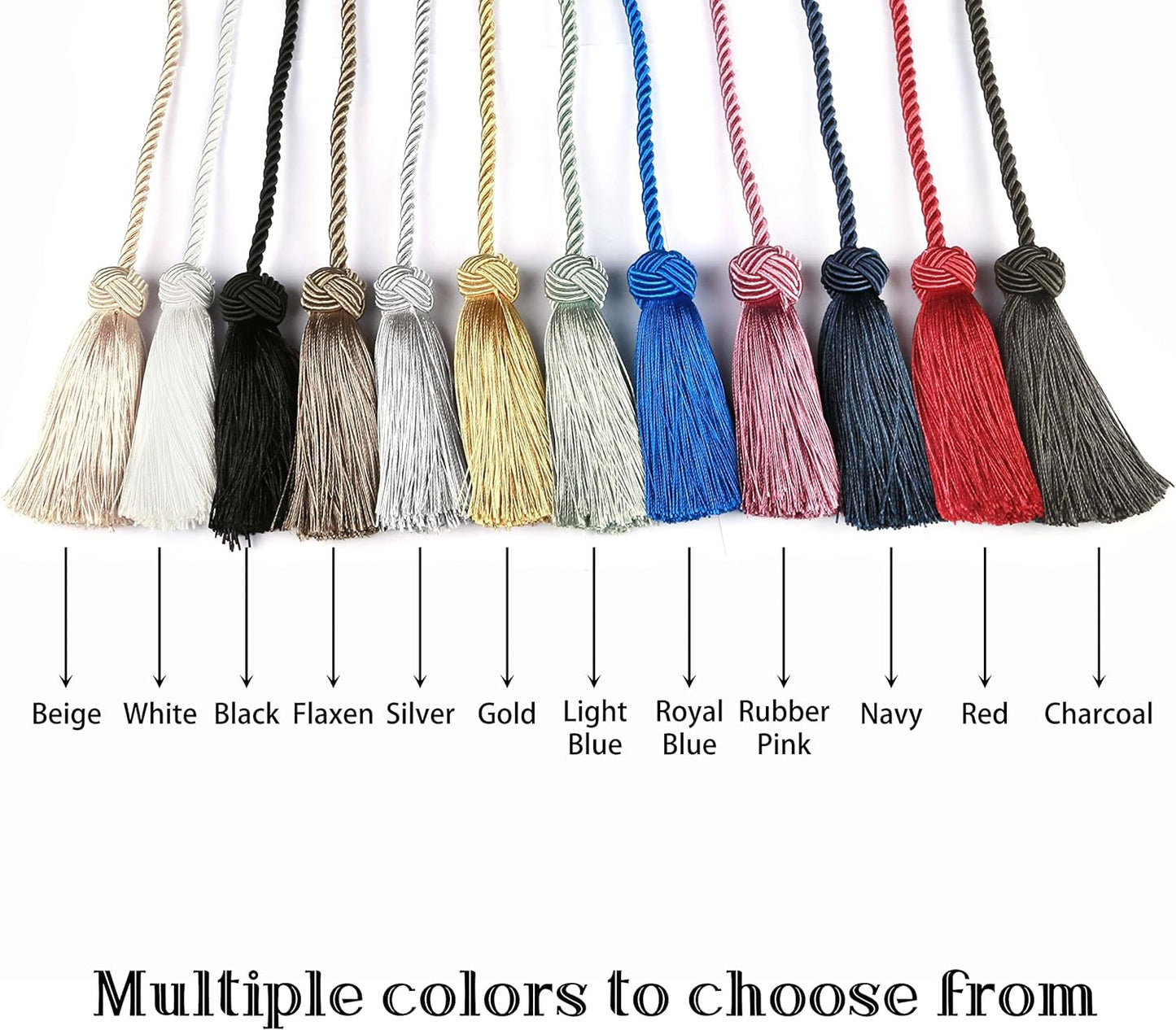 BEL AVENIR 6 Pack Handmade Rope Tassel Curtain Tiebacks | Decorative Curtain Holdbacks with Tassel (Navy, 6 Pack)