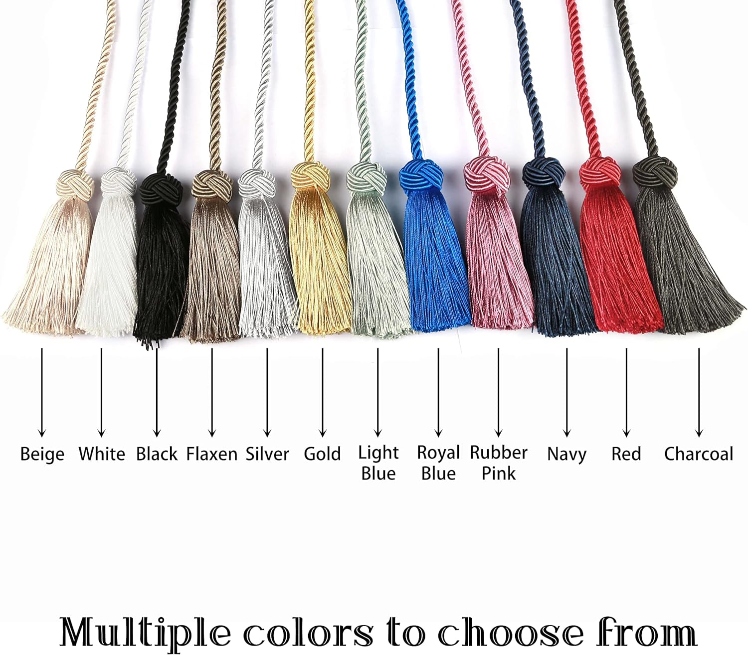 BEL AVENIR 6 Pack Handmade Rope Tassel Curtain Tiebacks | Decorative Curtain Holdbacks with Tassel (Black, 6 Pack)