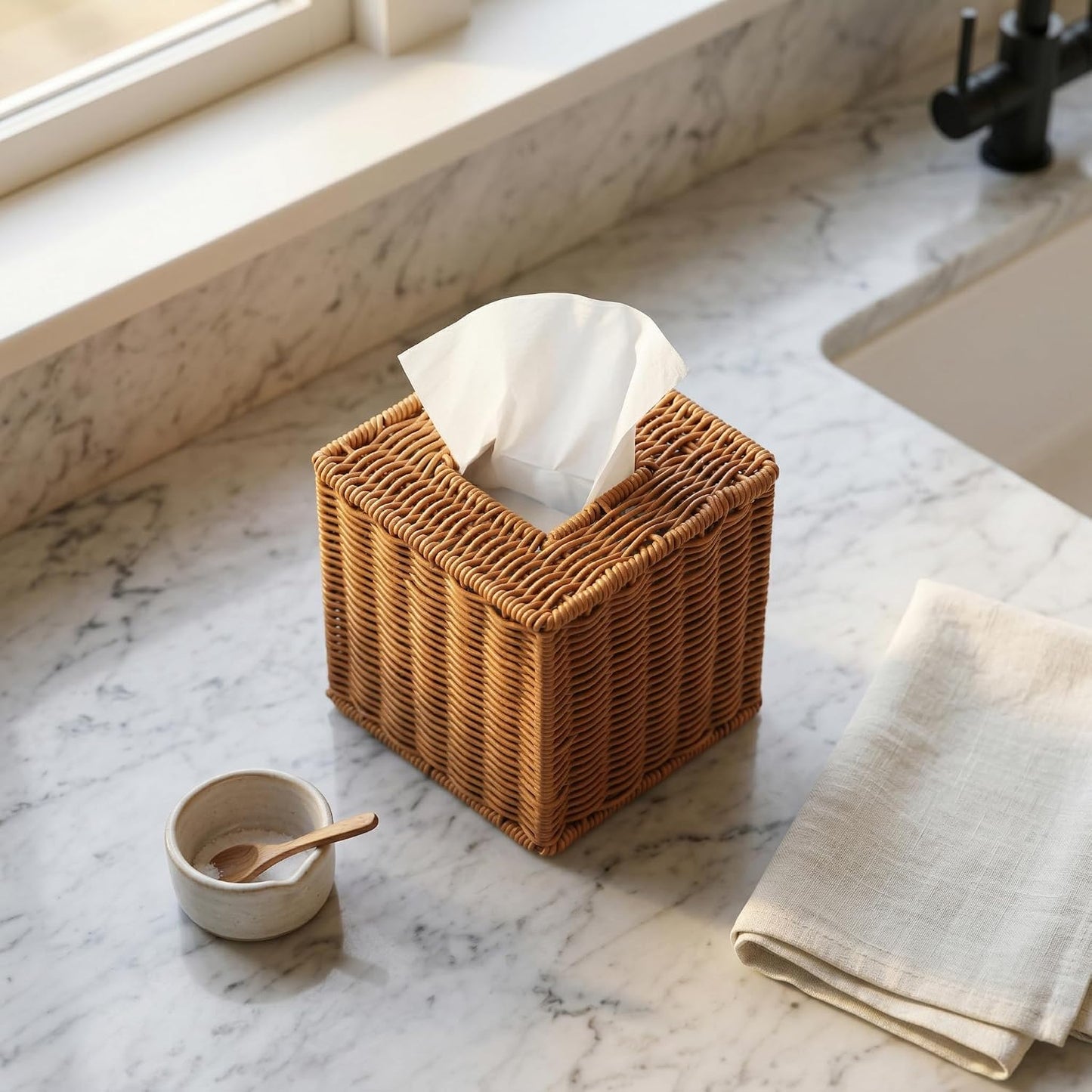 Square Rattan Tissue Box Cover