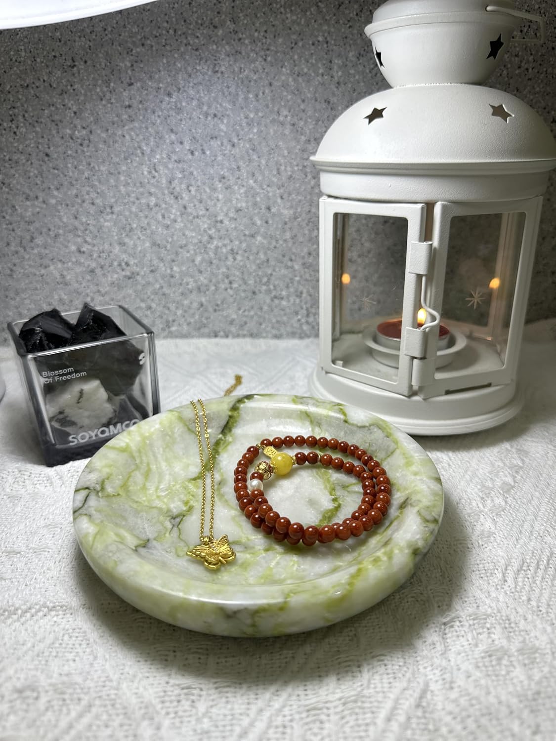 Handcrafted Decorative Tray / Cold Emerald / Natural / 5.5 Inch