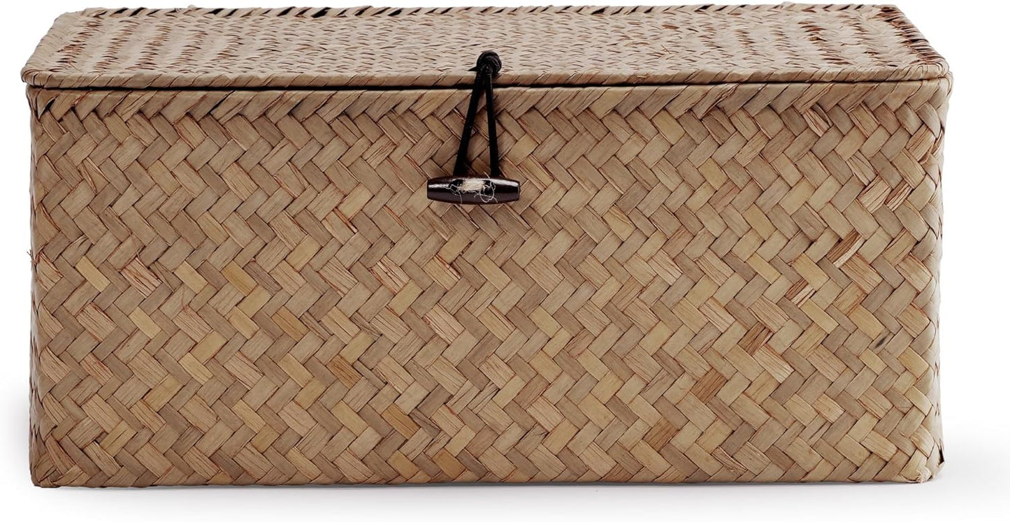 Seagrass Bin / Shelf Baskets Multipurpose Container for Boho Decoration / Coffee / Natural