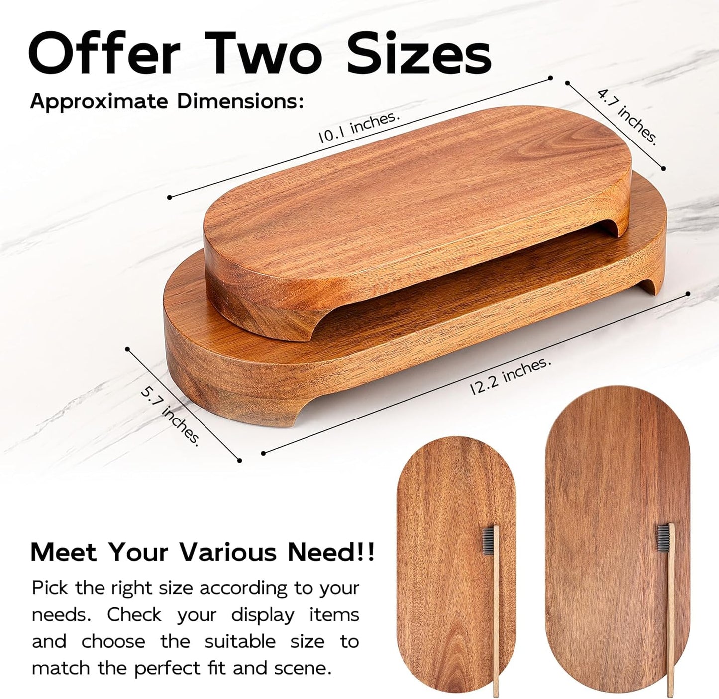 Pedestal Stand / Bathroom Counter Decorative Tray / Nature Acacia