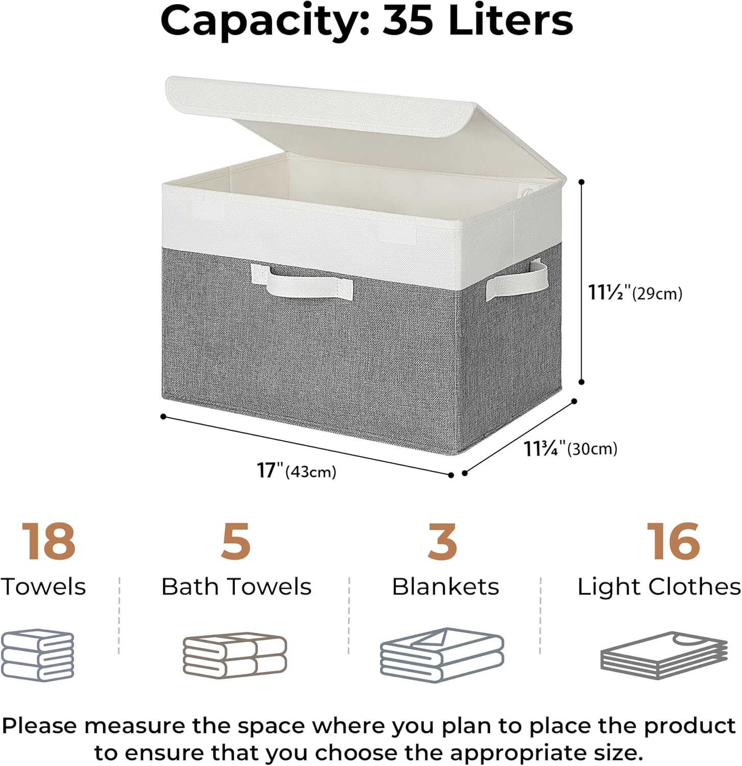 Storage Basket / Large Storage Bins / White/gray / Extra Large / Set of 2