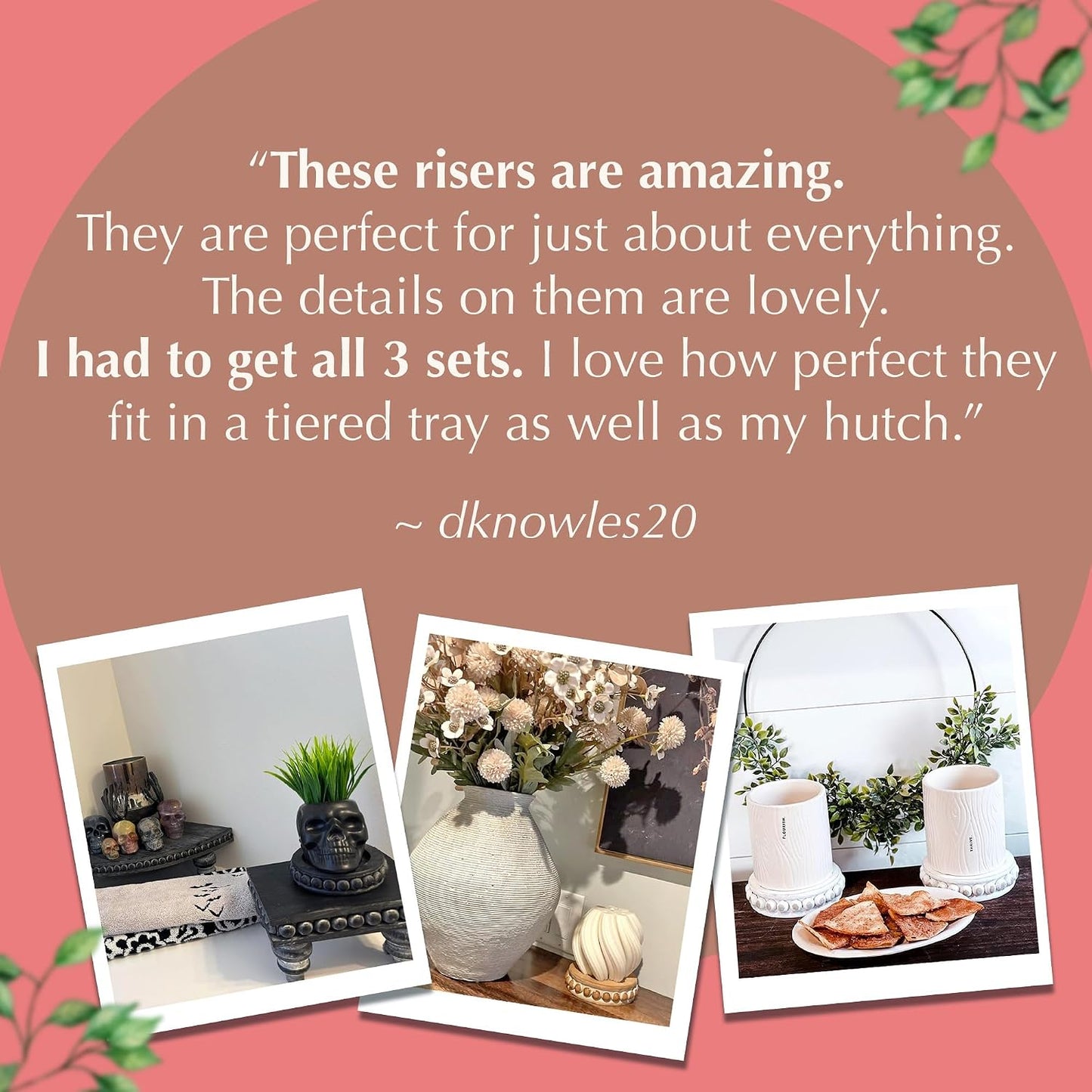 Sturdy 2-Sided Stackable Decor Pedestal Stands / Black - Round / Set of 2
