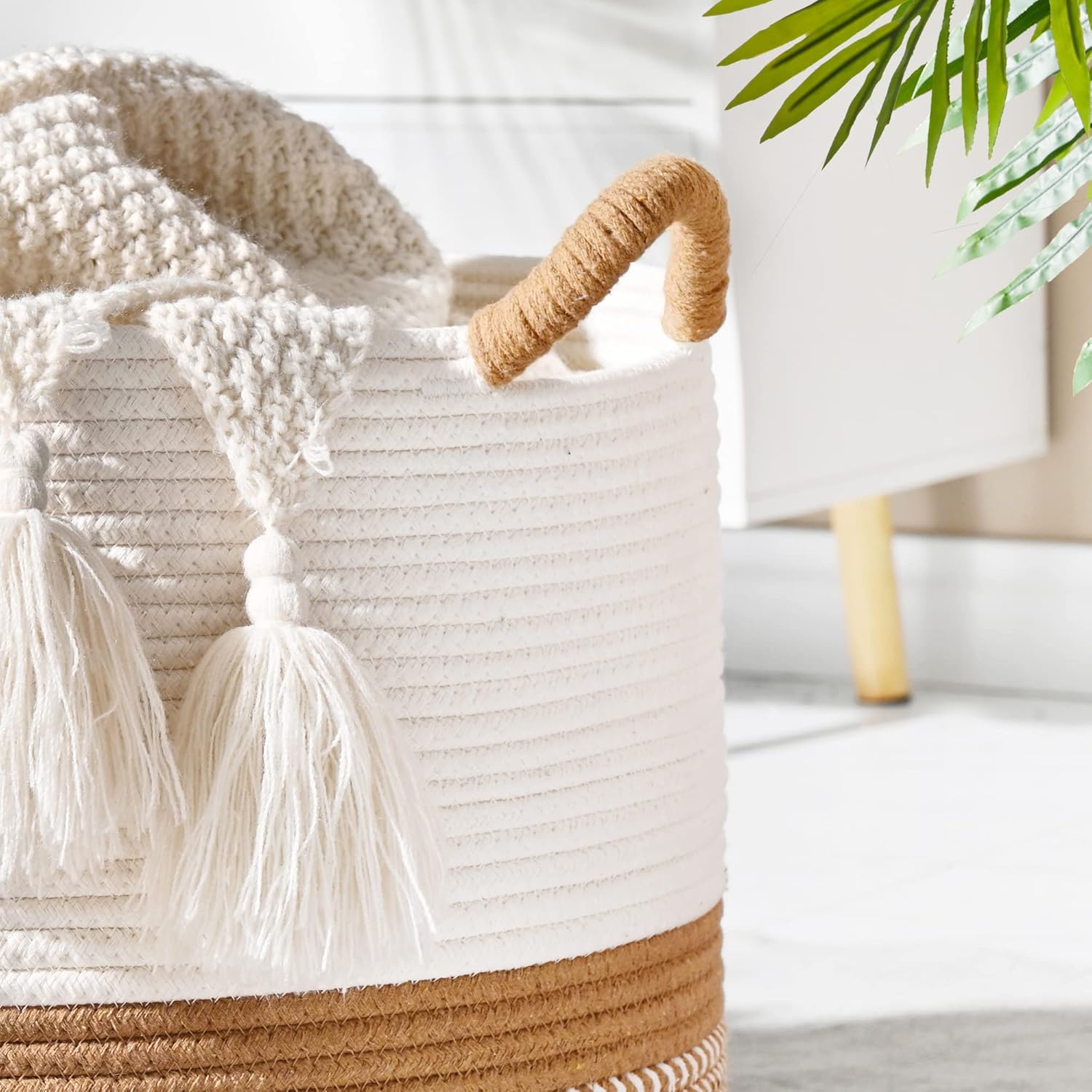 Woven Baskets for storage Baby Laundry Hamper / Brown / 20 x 13