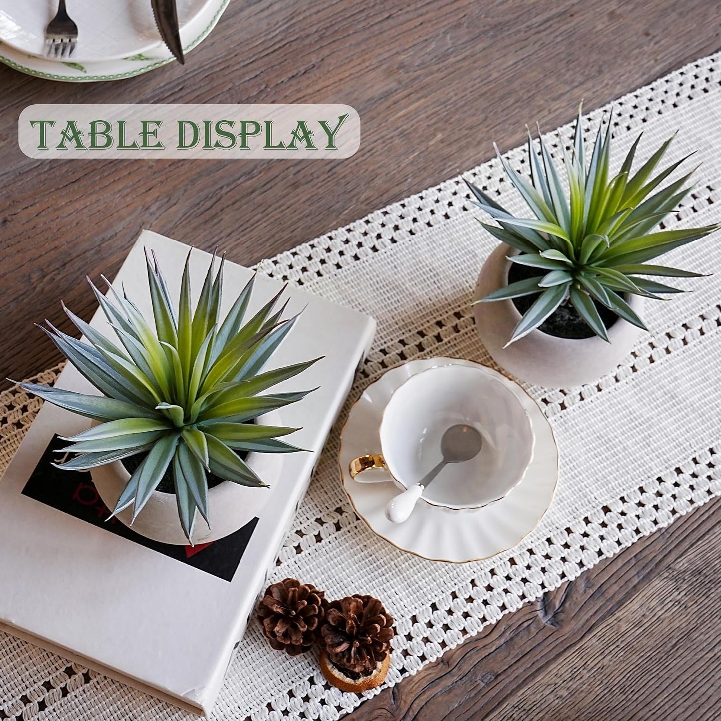Jahe Agave Artificial Plants / Gray / 8.07 Inch / Set of 2