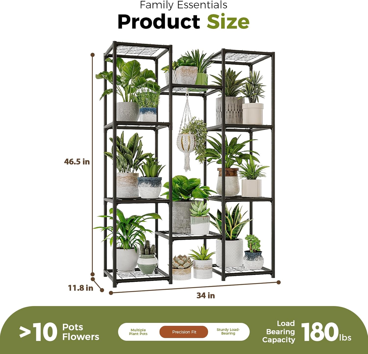 Bamworld Plant Stand Outdoor Metal Plant Shelf for Multiple Plants Large Plant Holder Waterproof for Garden Living Room