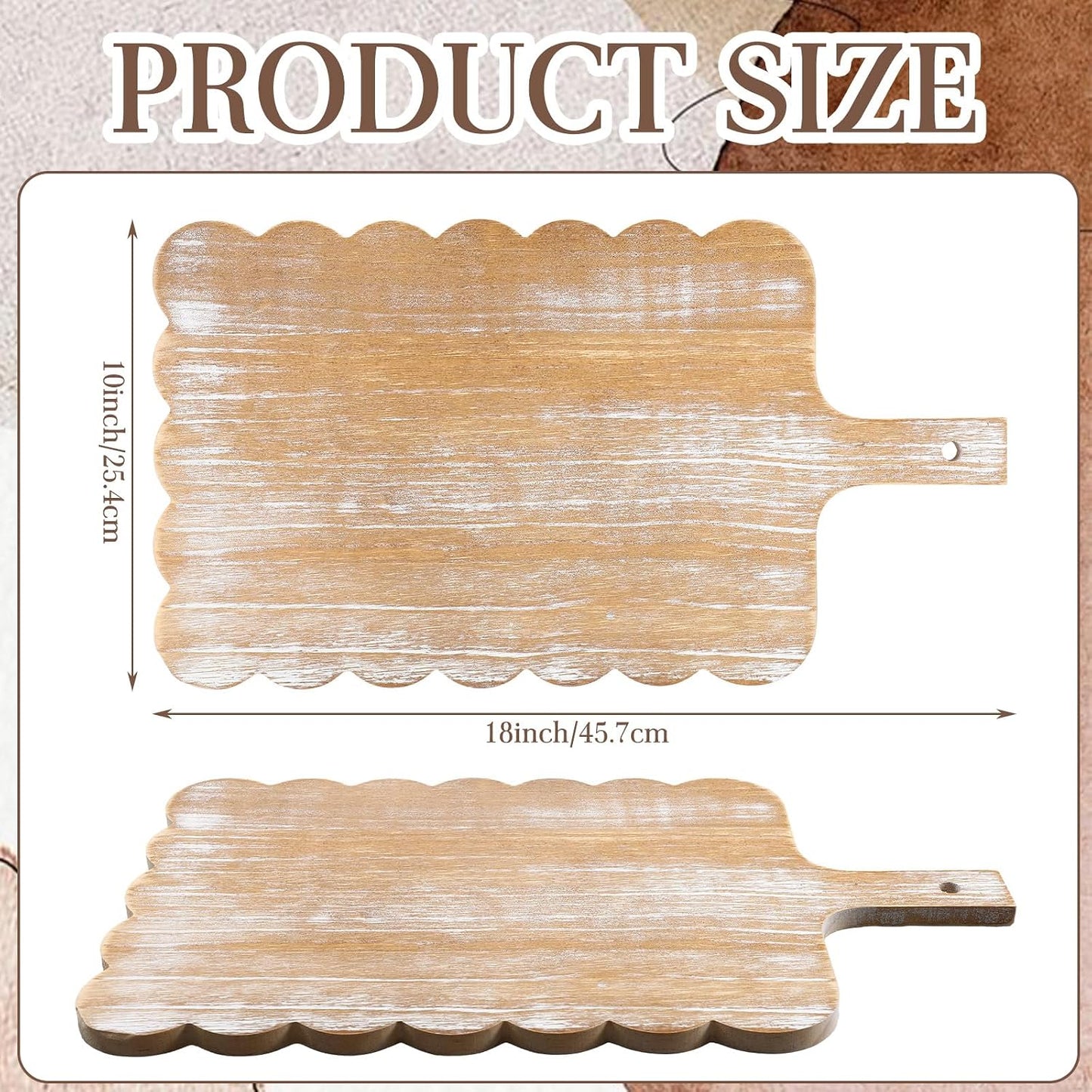 Large Acacia Wood Scallop Cutting Board Wooden Dinner Plate Scalloped Wood Tray Decorative / 18 x 10
