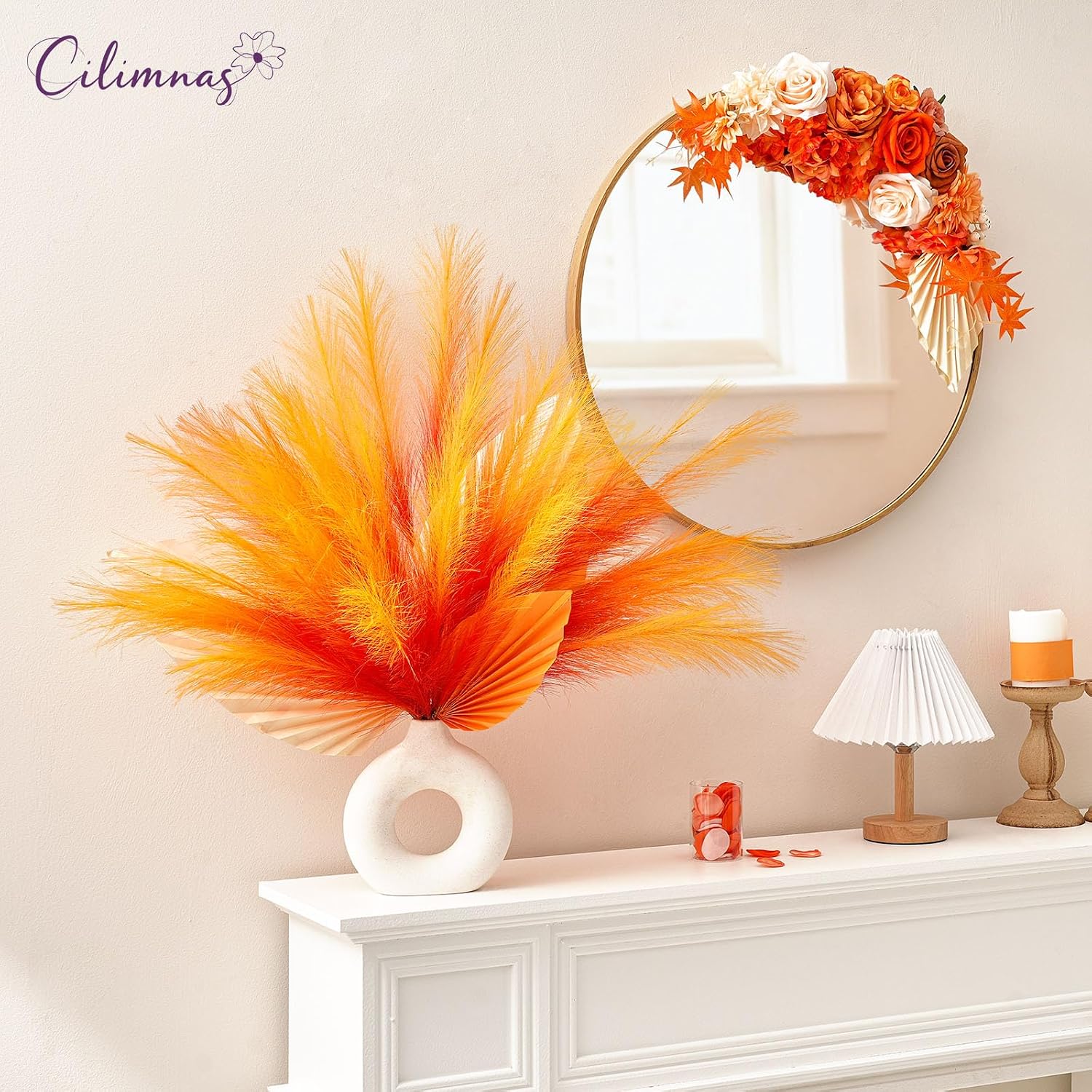 Faux Pampas Grass / Orange / Set of 50